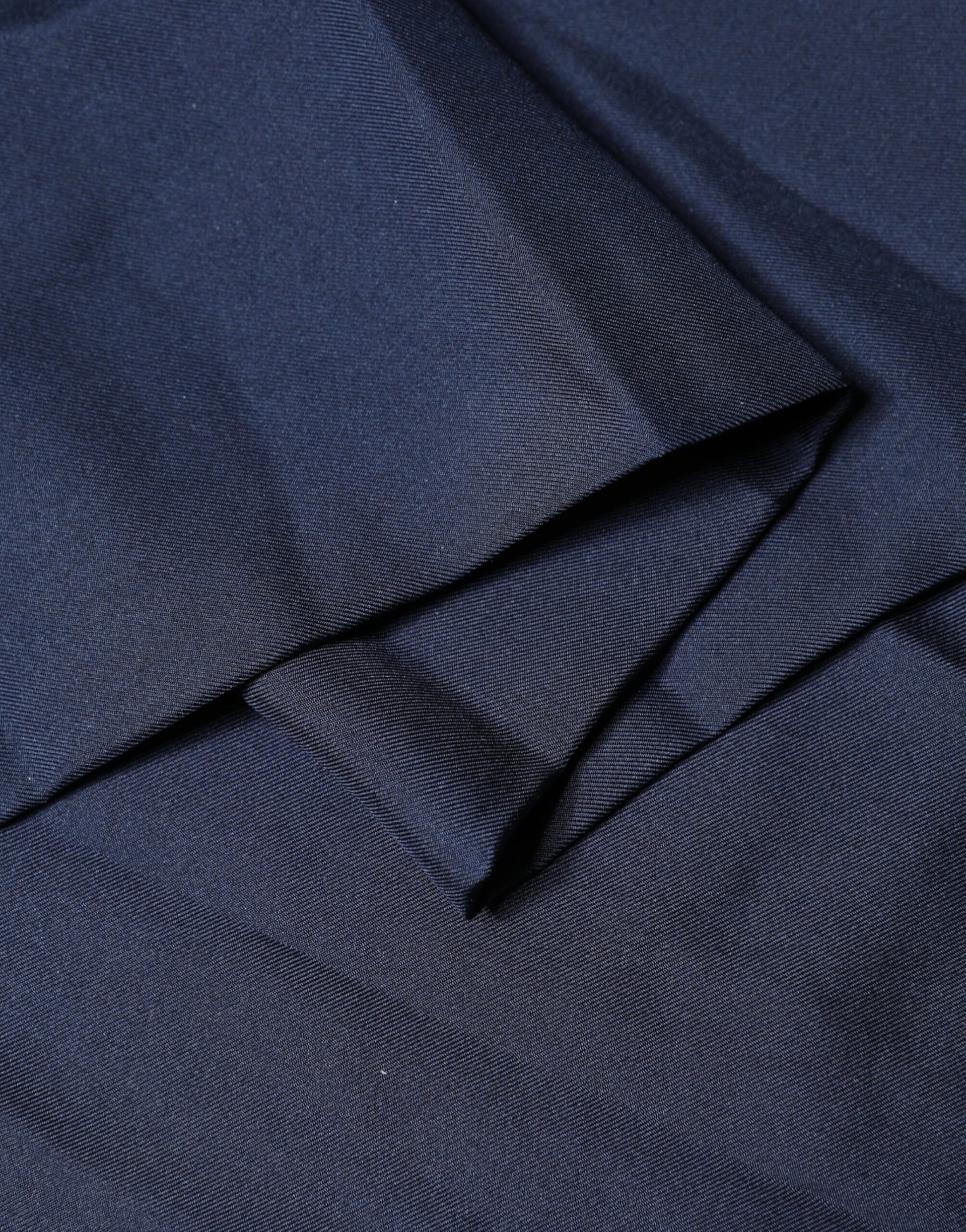 Dolce & Gabbana Navy Blue Silk Fringes Neck Foulard Scarf | Regal Royce