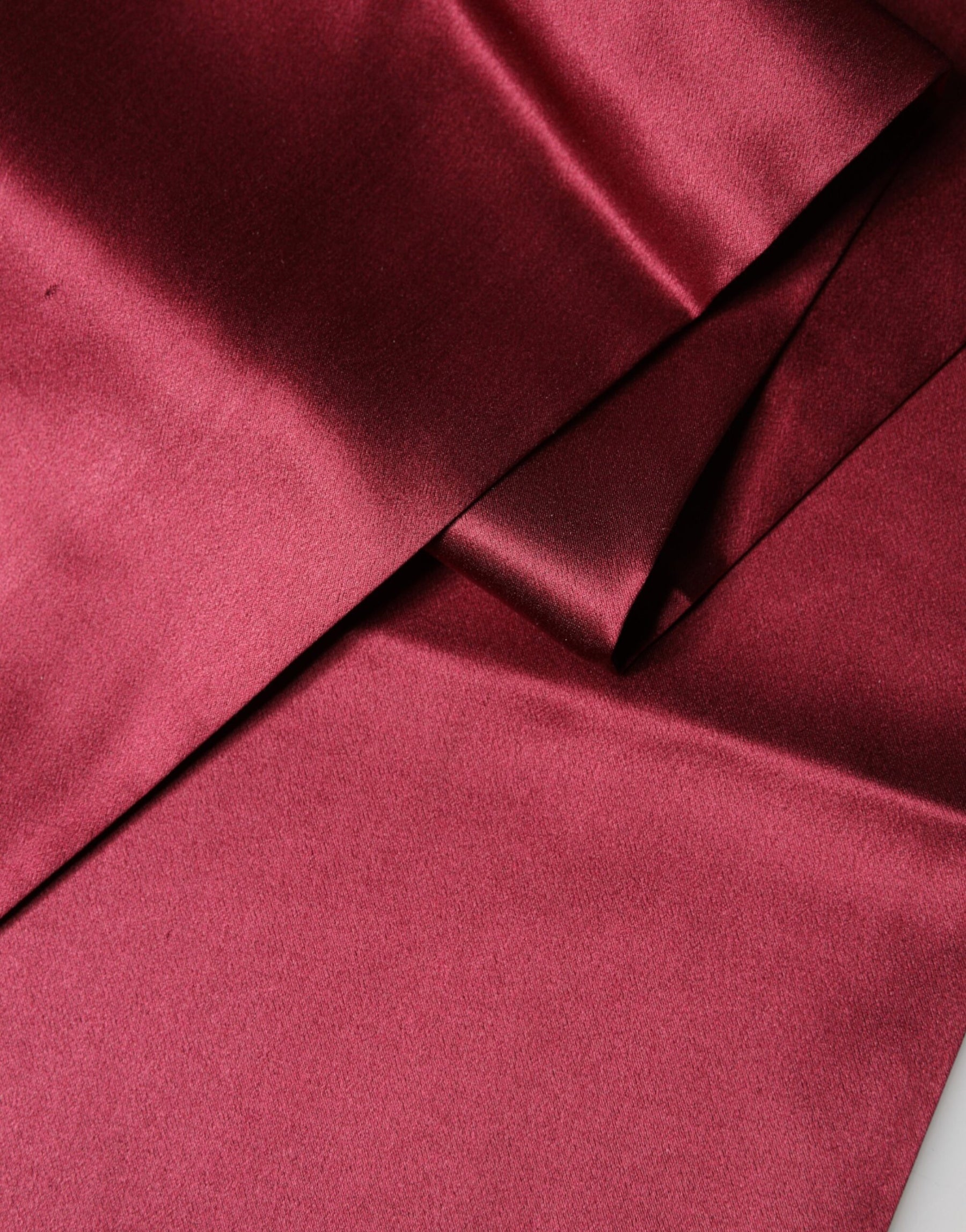 Dolce & Gabbana Red Satin Silk Fringes Neck Foulard Scarf | Regal Royce