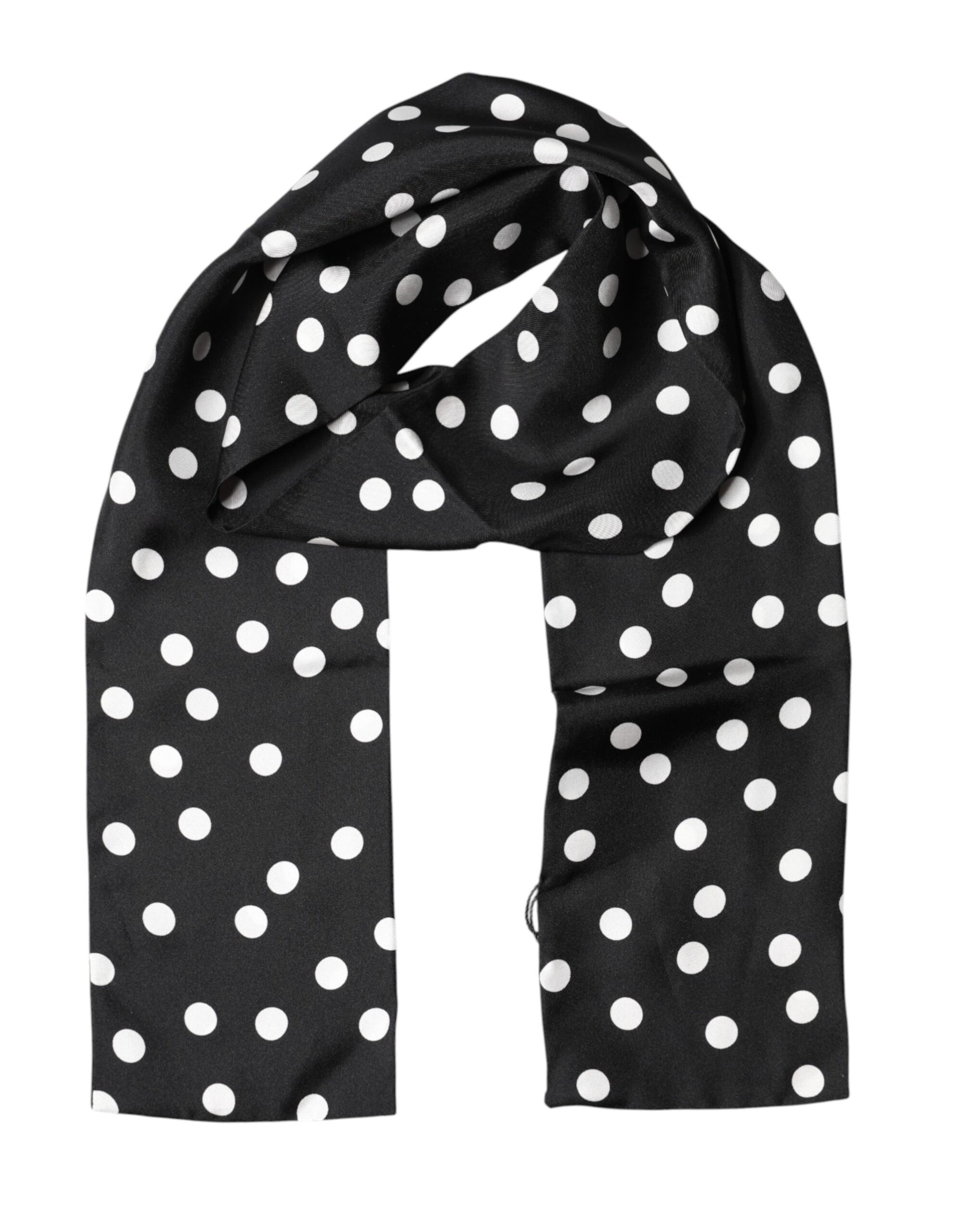 Dolce & Gabbana Scarf Black Polka Dot Silk Neck Wrap Foulard | Regal Royce