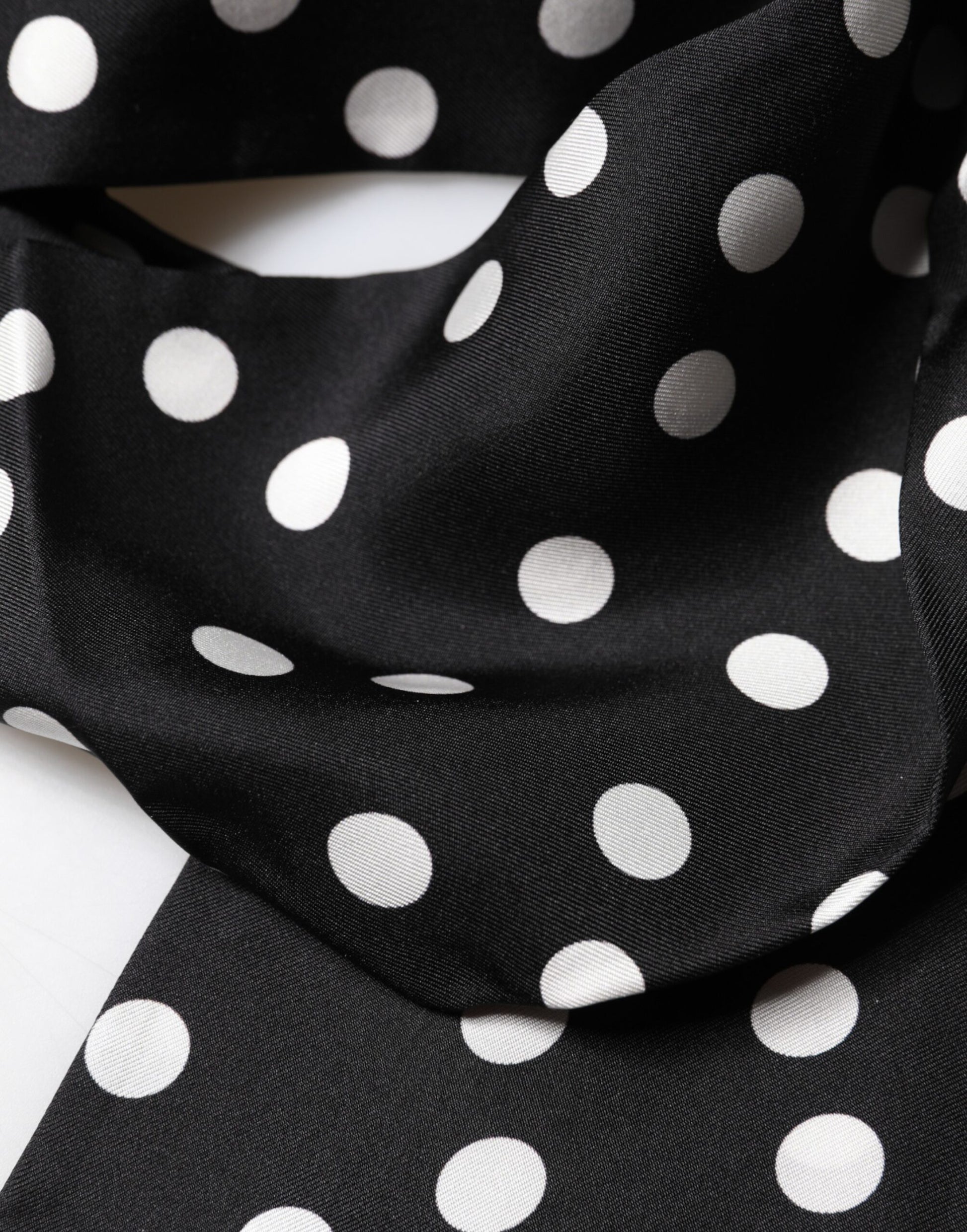Dolce & Gabbana Scarf Black Polka Dot Silk Neck Wrap Foulard | Regal Royce