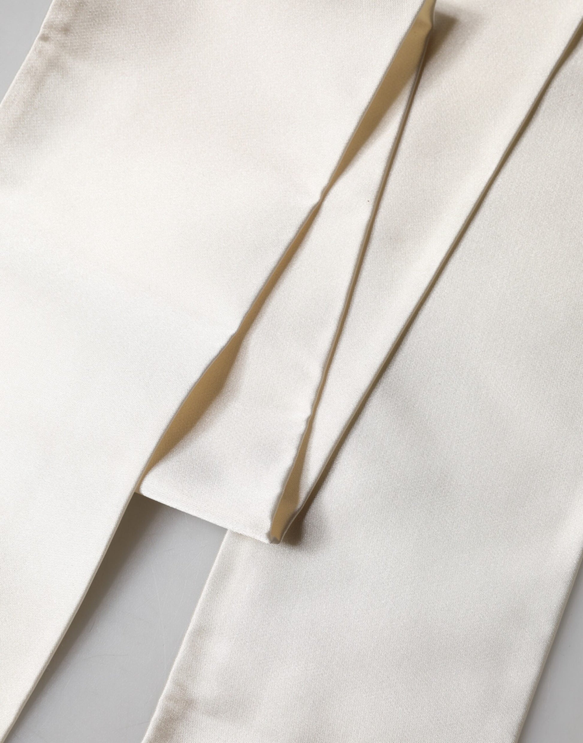 Dolce & Gabbana White Silk Fringes Neck Wrap Foulard  Scarf | Regal Royce