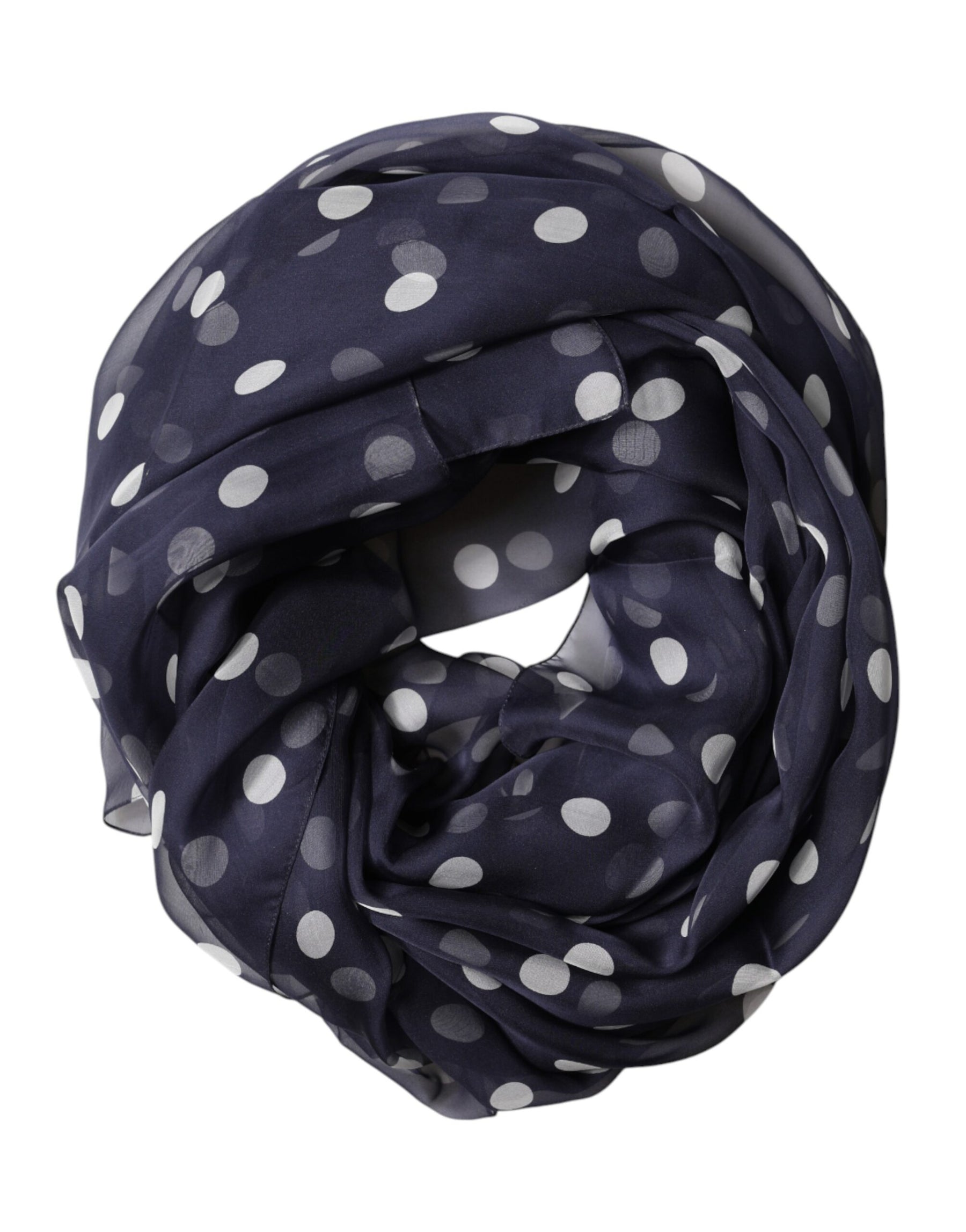 Dolce & Gabbana Blue Polka Dot Silk Neck Wrap Shawl 205cm x 132cm Scarf | Regal Royce