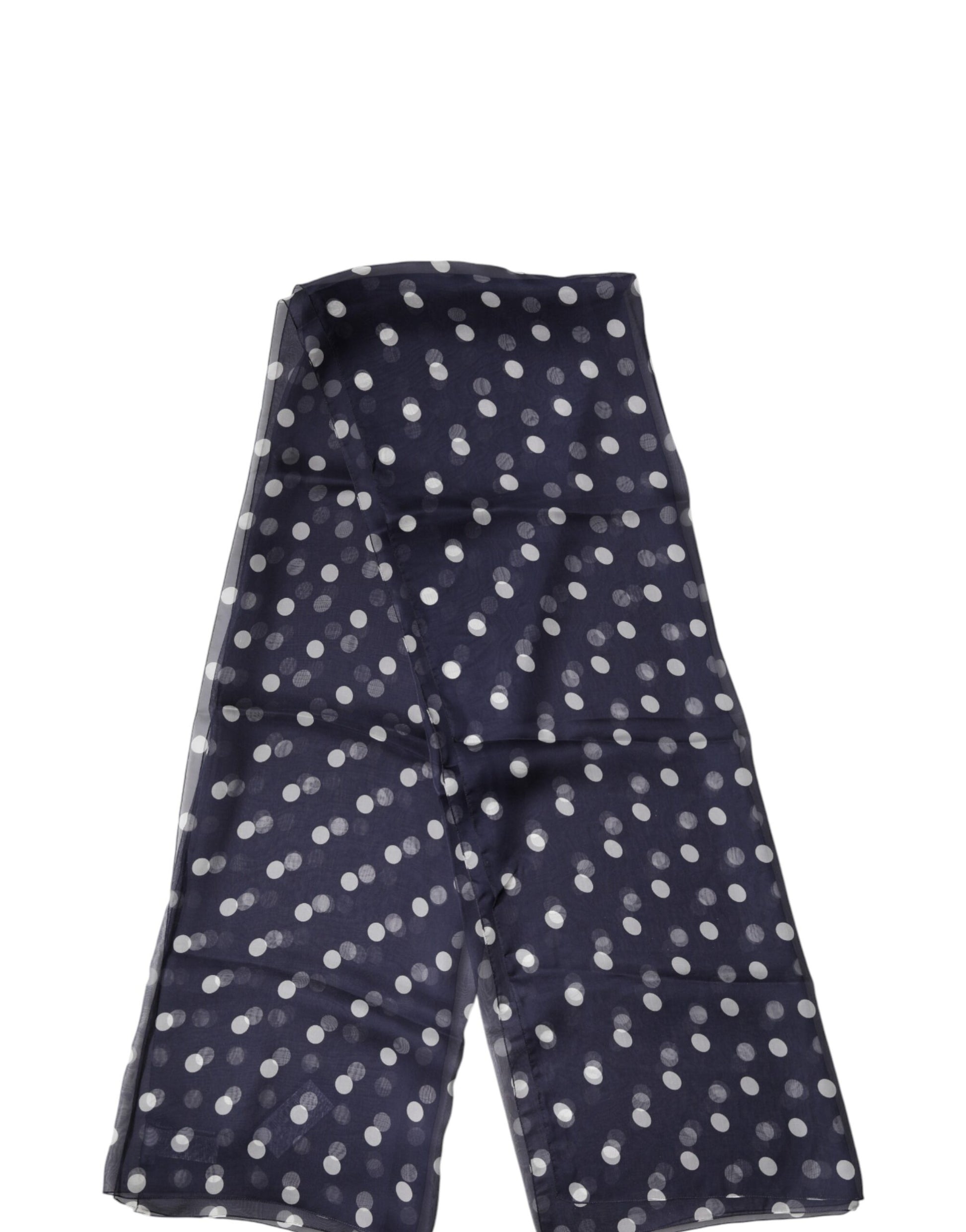 Dolce & Gabbana Blue Polka Dot Silk Neck Wrap Shawl 205cm x 132cm Scarf | Regal Royce