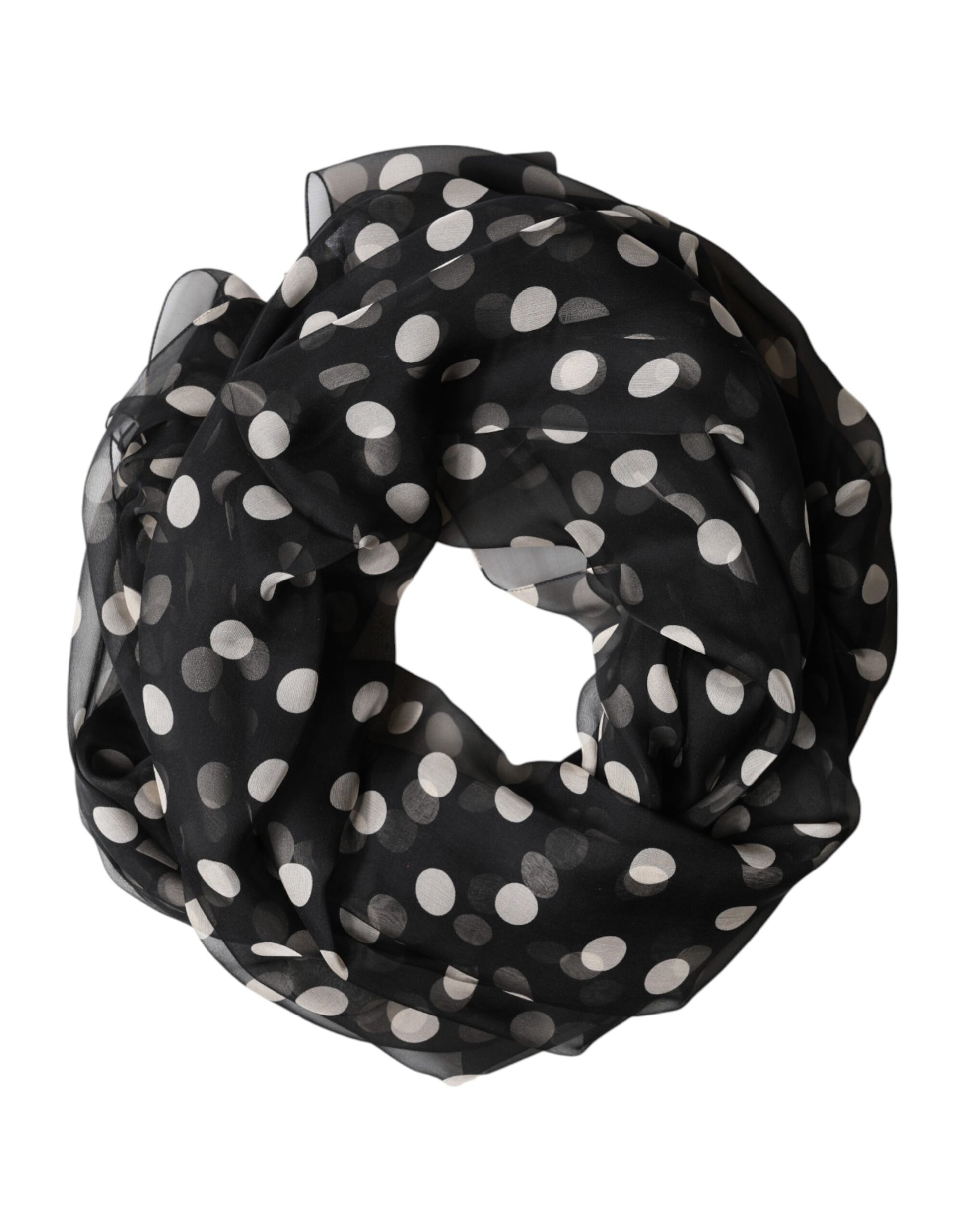 Dolce & Gabbana Black Polka Dot Silk Neck Wrap Shawl 205cm x 137cm Scarf | Regal Royce