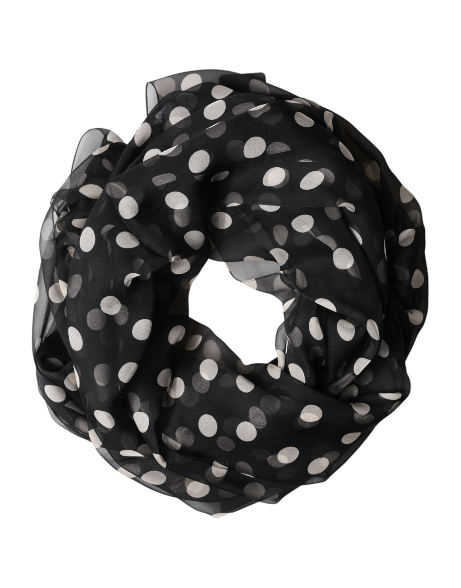 Dolce & Gabbana Black Polka Dot Silk Neck Wrap Shawl 205cm x 137cm Scarf | Regal Royce