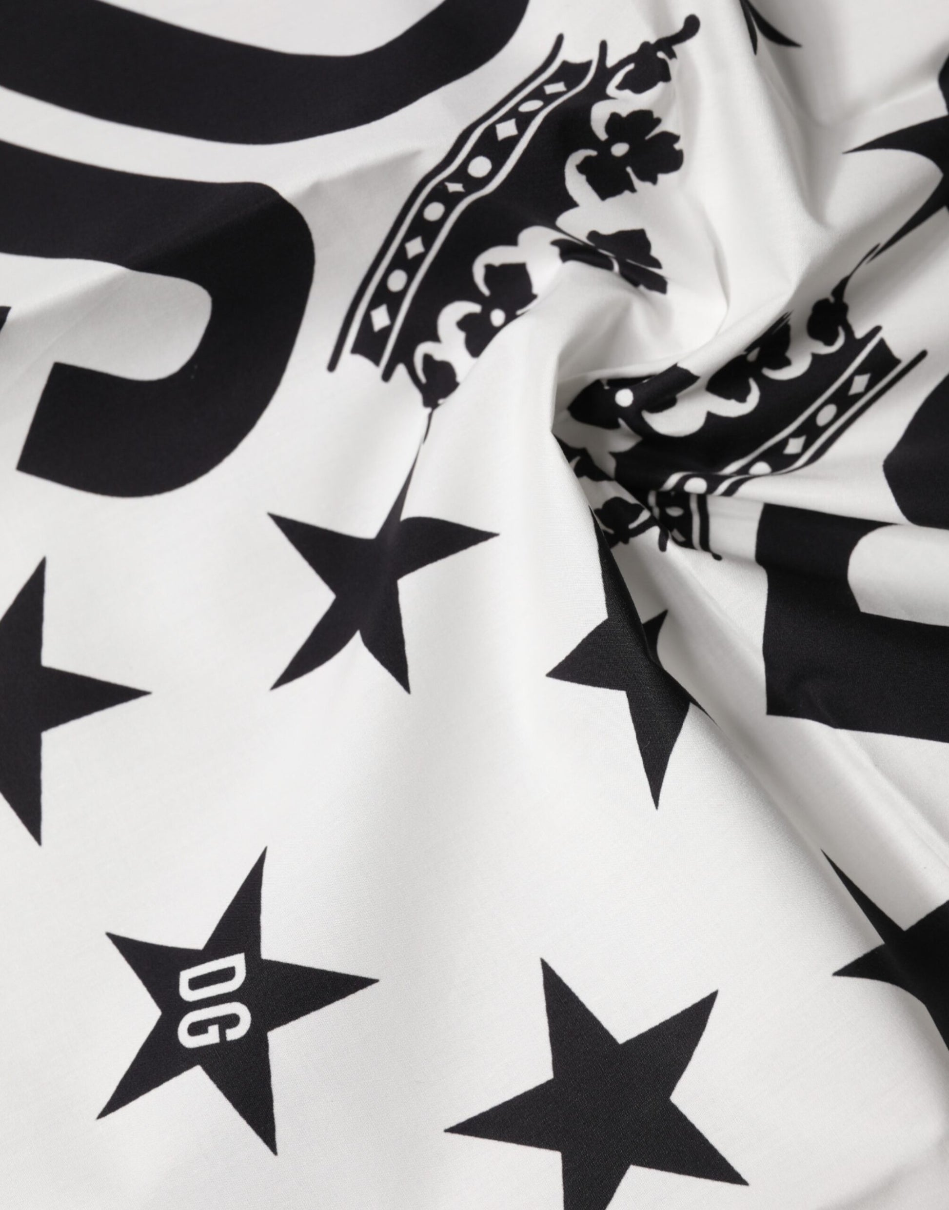 Dolce & Gabbana White DG Crown Print Square Foulard 52cm x 50.5cm Scarf | Regal Royce