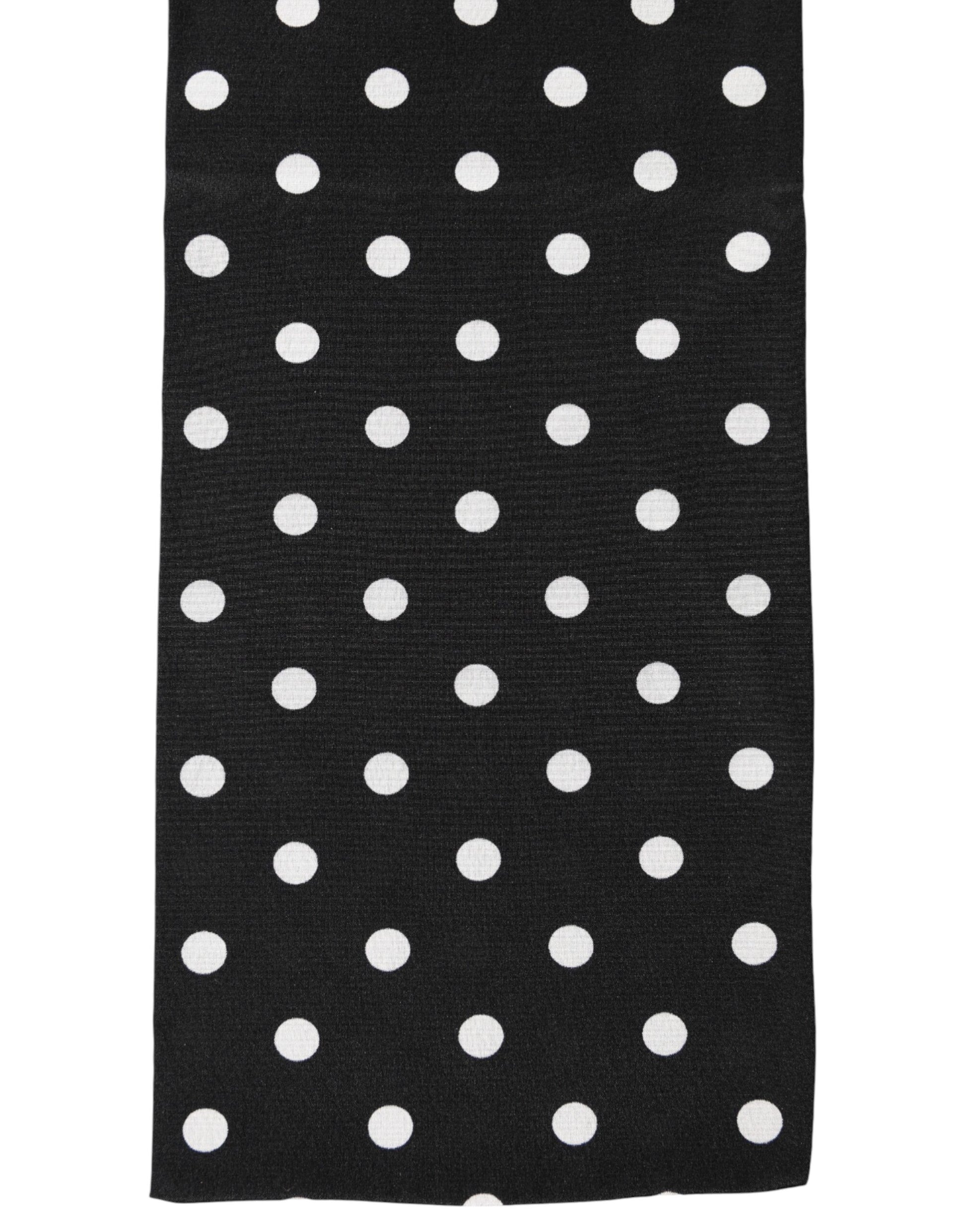 Dolce & Gabbana Black Polka Dot Neck Wrap Foulard 150cm x 12.5cm  Scarf | Regal Royce
