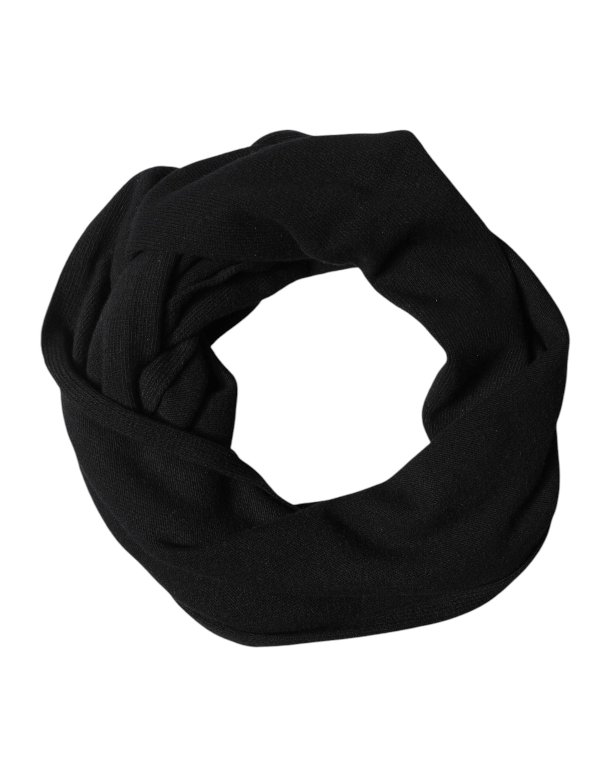 Dolce & Gabbana Black Wool Knit Neck Wrap Shawl Men Scarf | Regal Royce