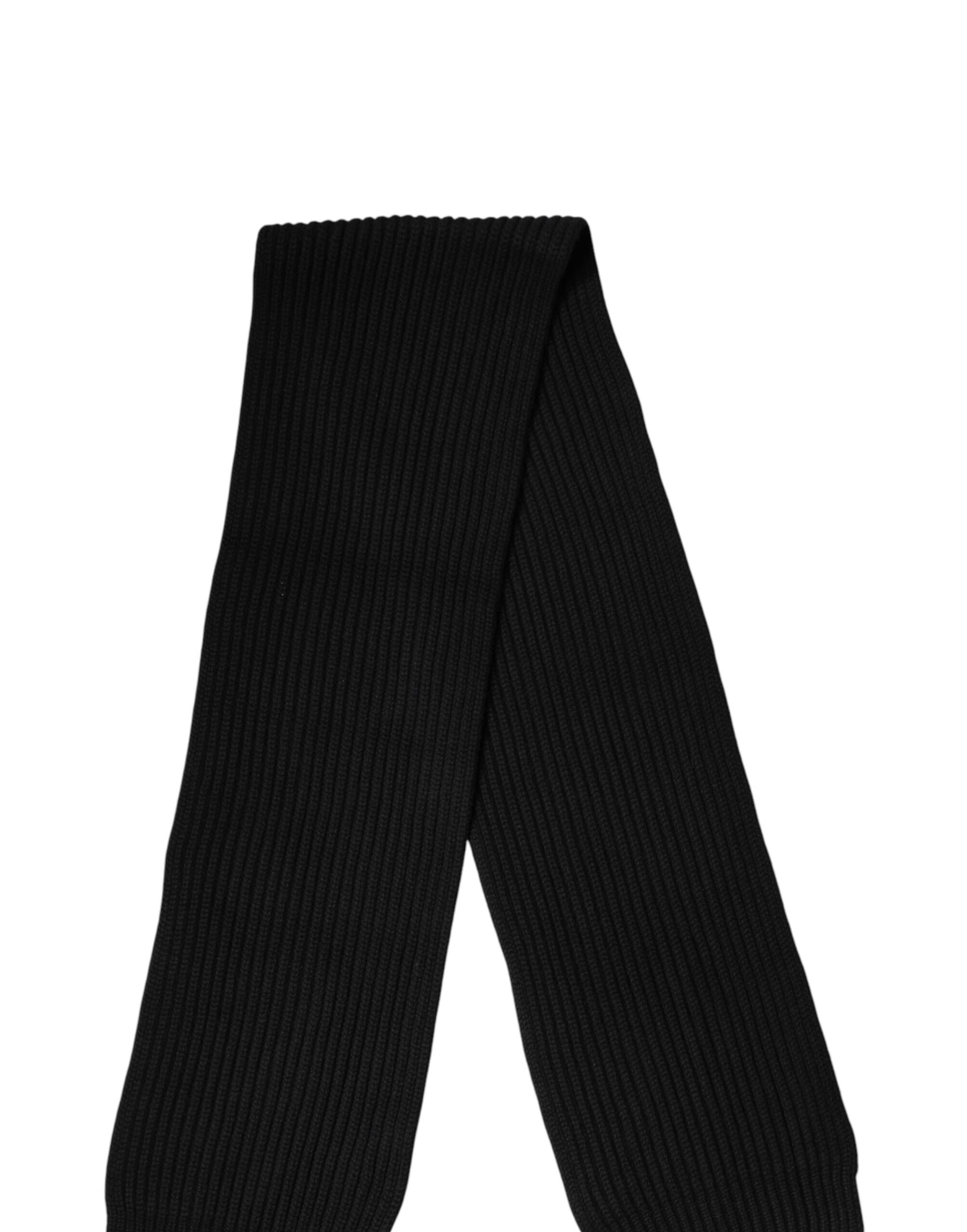 Dolce & Gabbana Black Cashmere Knit Neck Wrap Shawl 202cm x 26cm  Scarf | Regal Royce