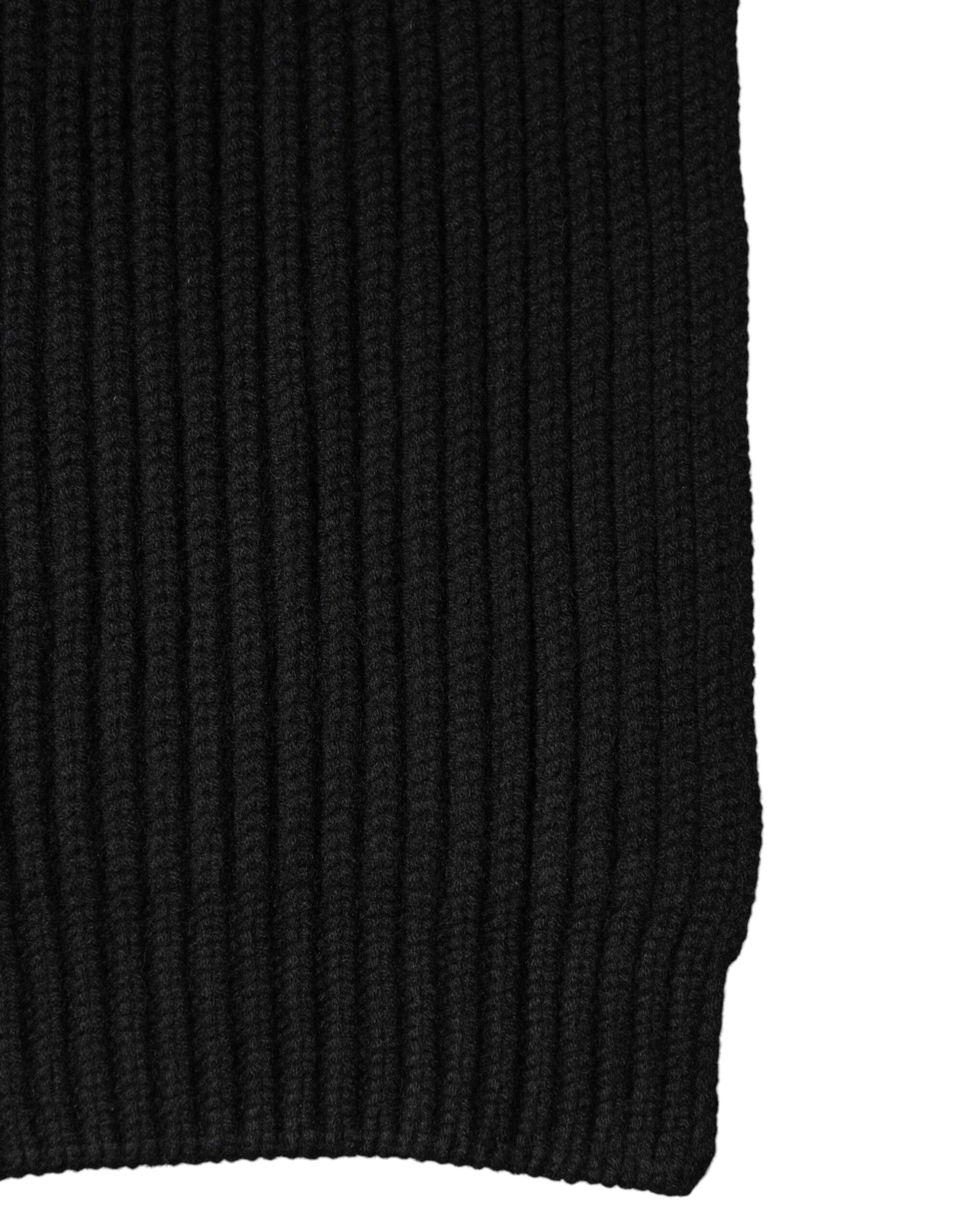 Dolce & Gabbana Black Cashmere Knit Neck Wrap Shawl 202cm x 26cm  Scarf | Regal Royce