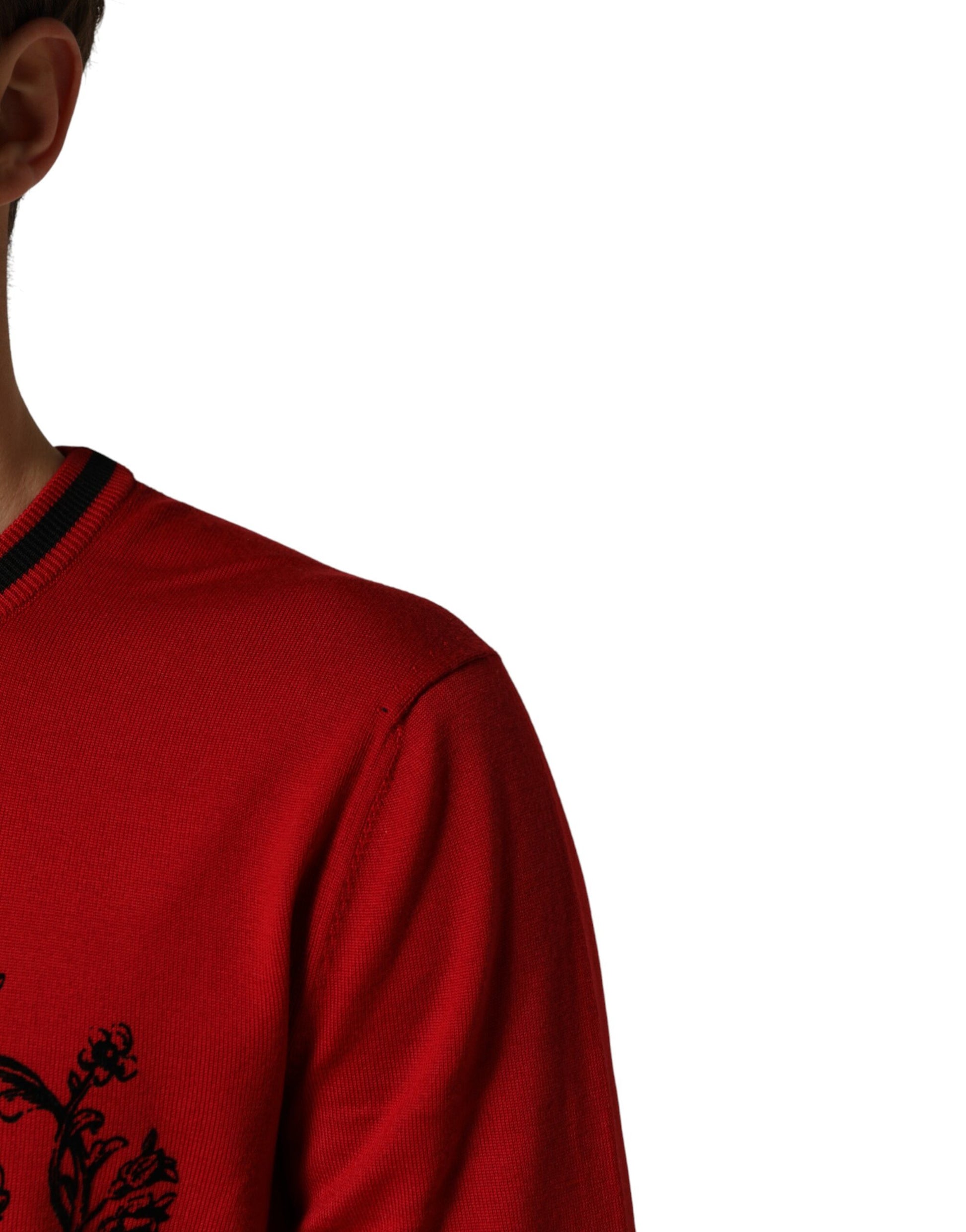 Dolce & Gabbana Red Lion Crown Logo Wool Crewneck Sweater | Regal Royce