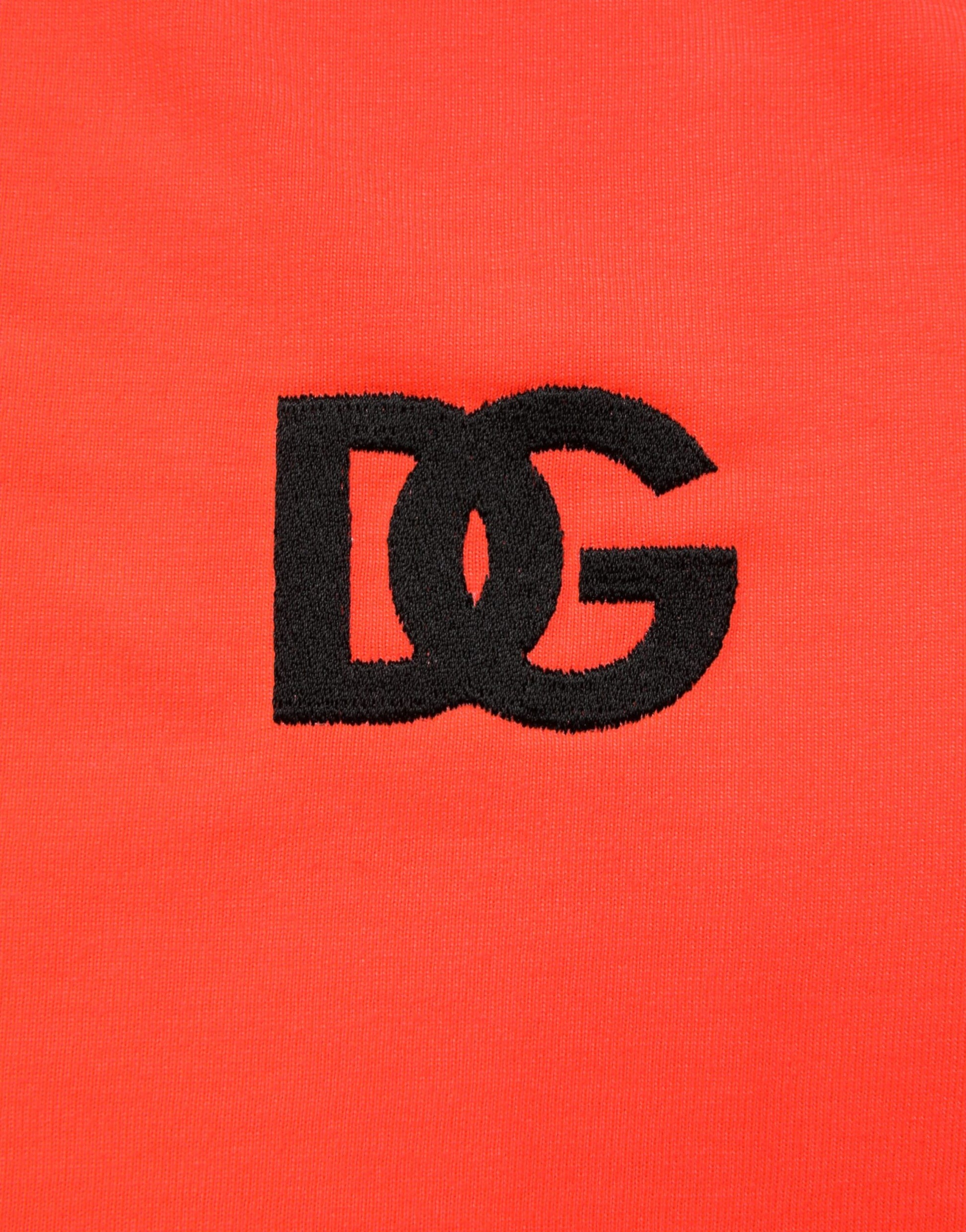 Dolce & Gabbana Neon Orange Polyester Crew Neck Men T-shirt | Regal Royce