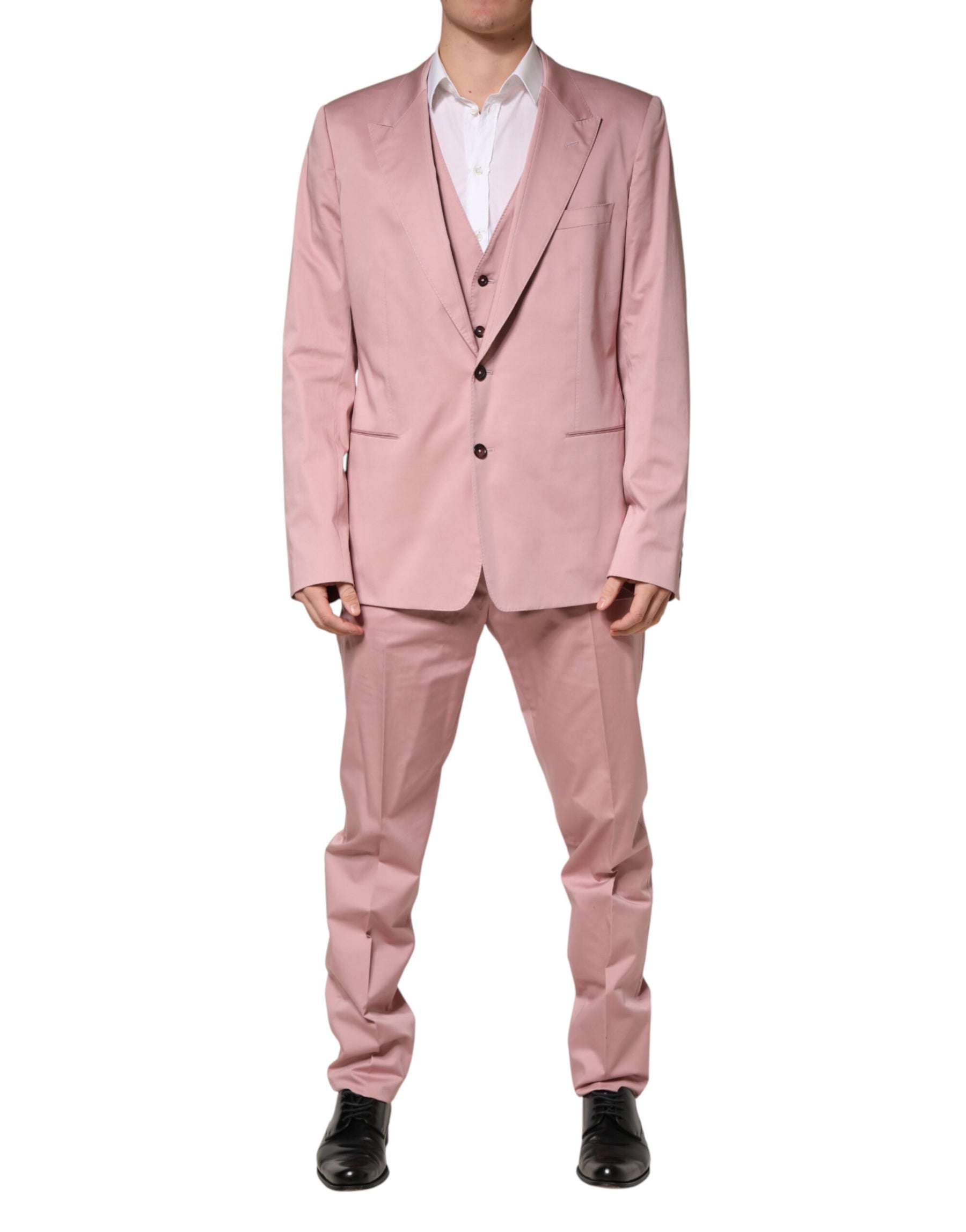 Dolce & Gabbana Pink Cotton Single Breasted 3 Piece Suit | Regal Royce