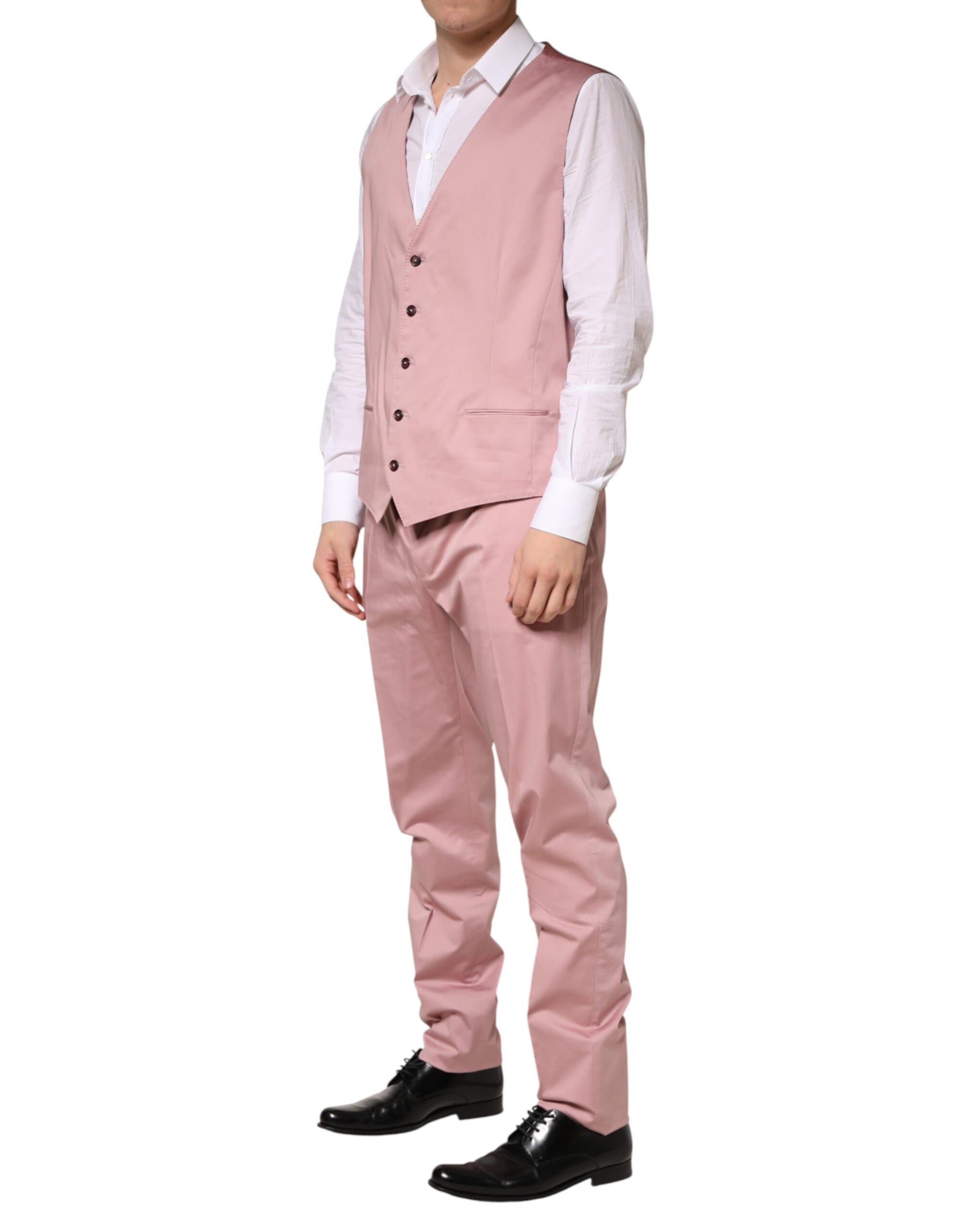 Dolce & Gabbana Pink Cotton Single Breasted 3 Piece Suit | Regal Royce