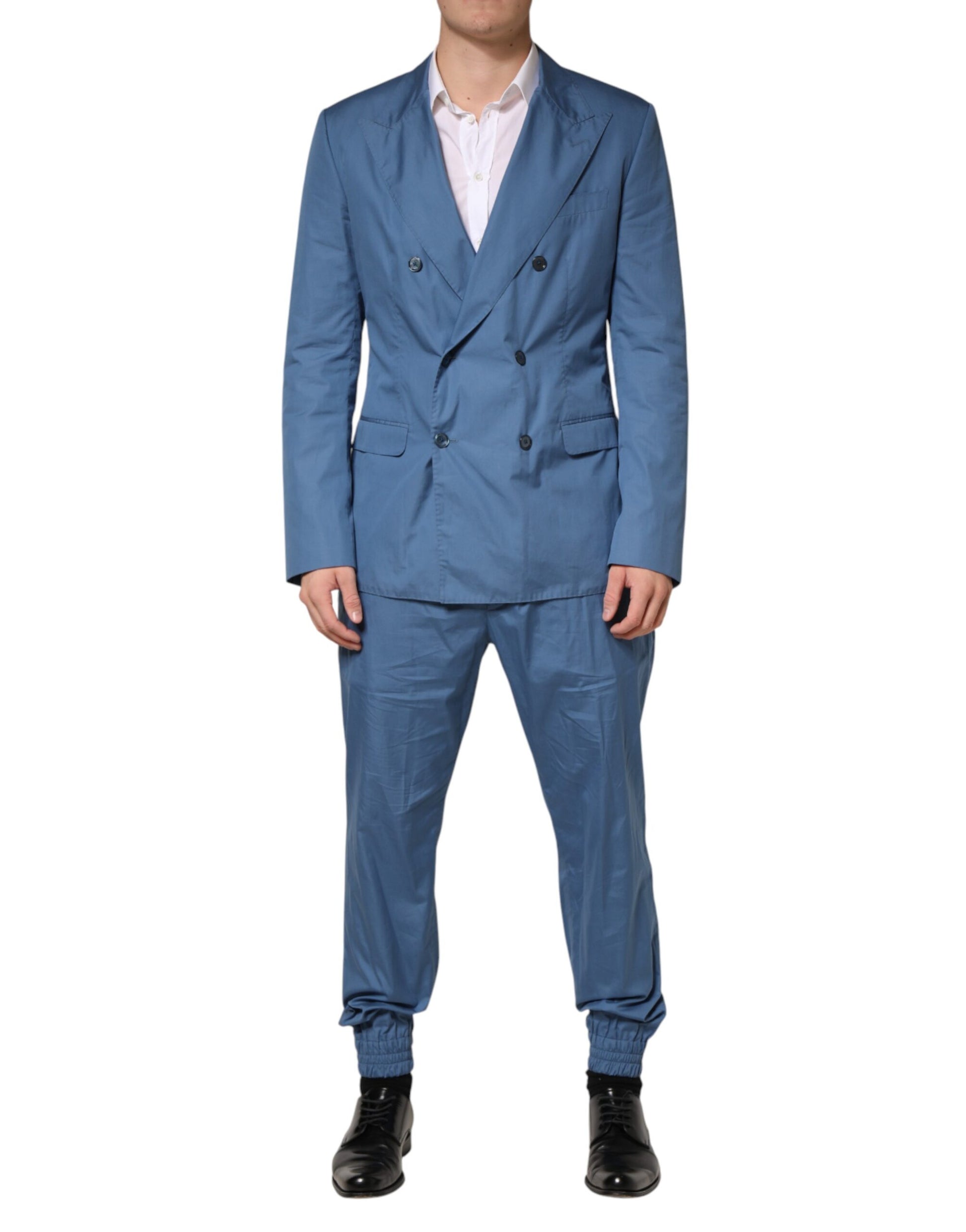 Dolce & Gabbana Blue Cotton Double Breasted 2 Piece  Suit | Regal Royce