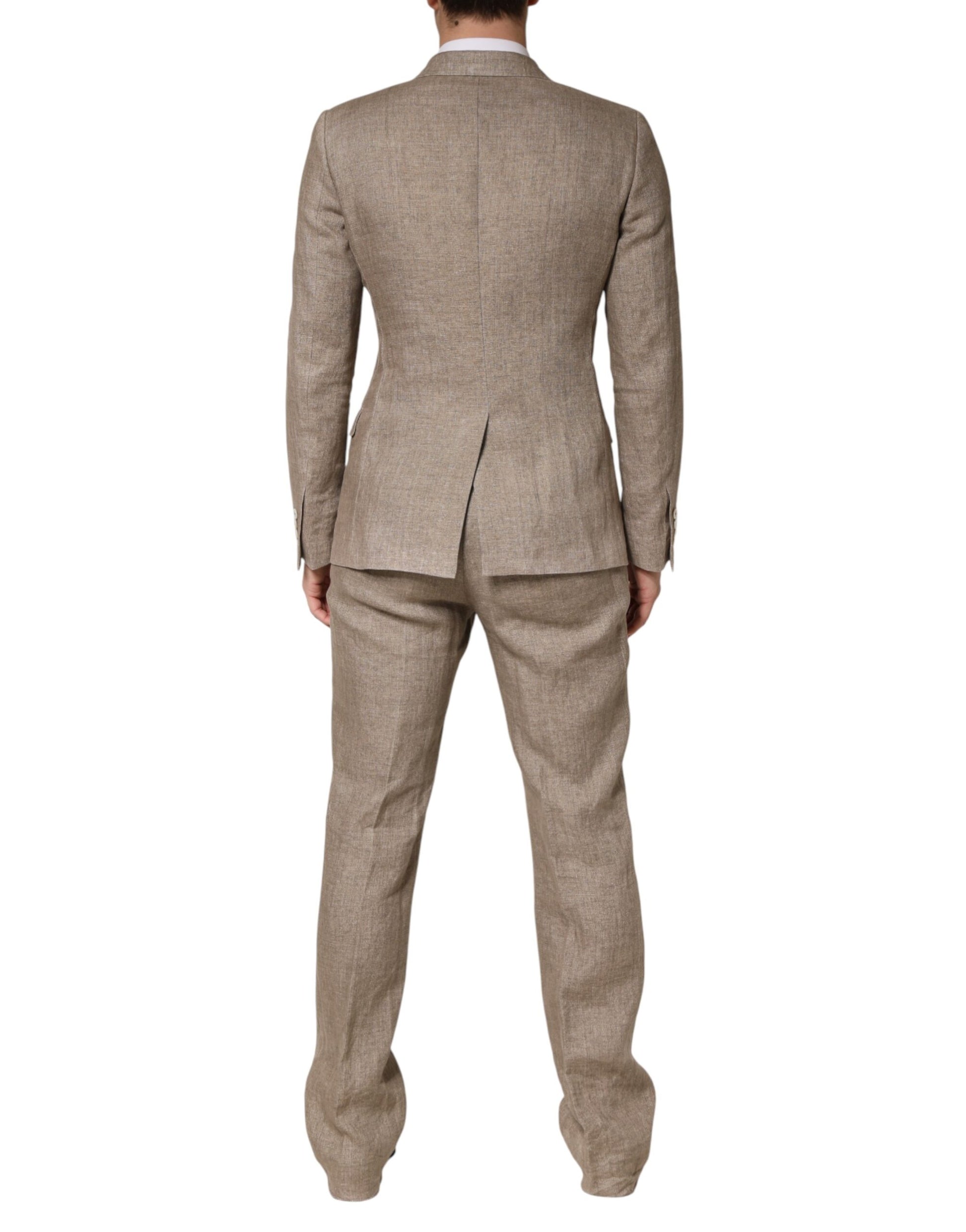 Dolce & Gabbana Beige Linen Double Breasted 2 Piece Men Suit | Regal Royce