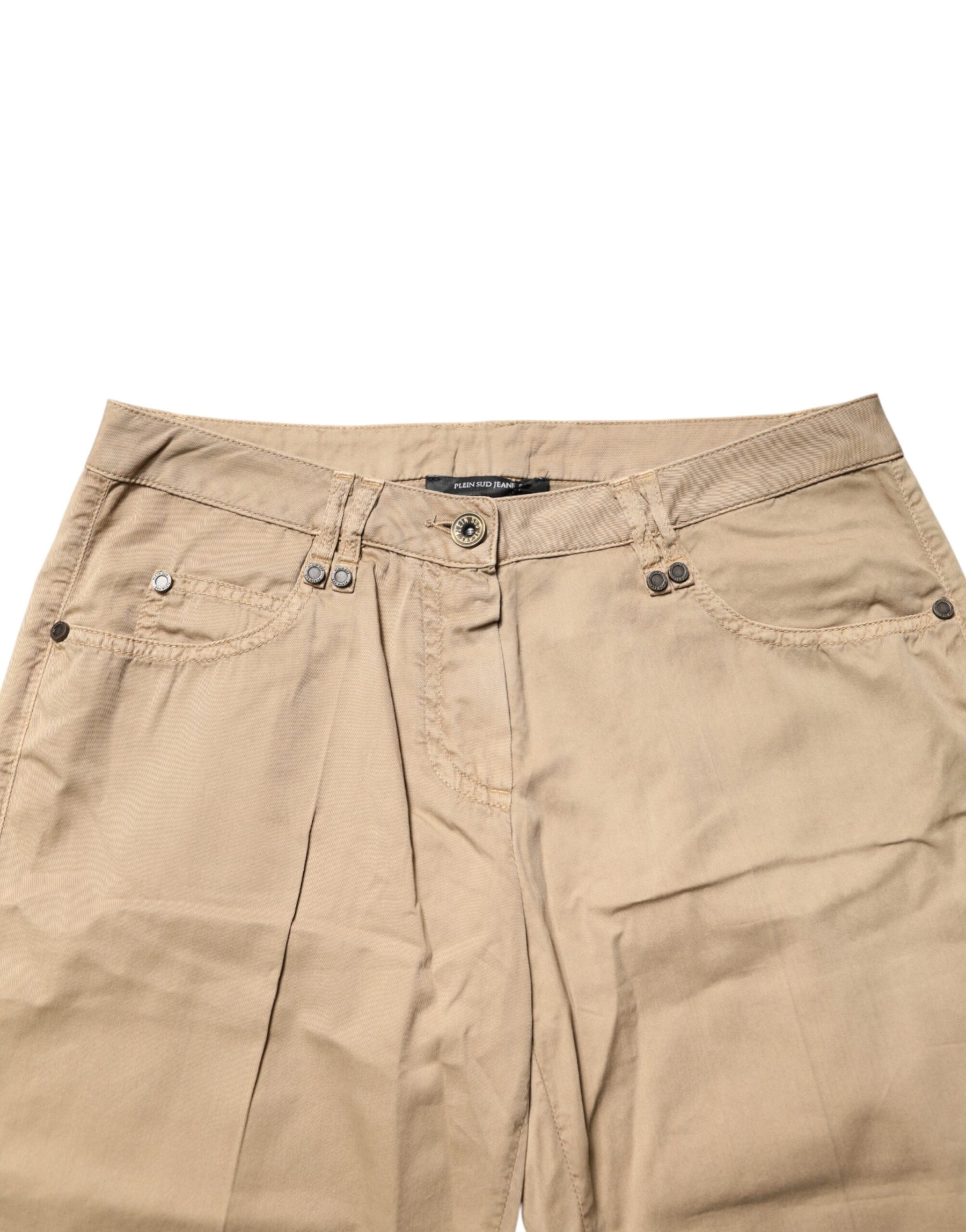 PLEIN SUD Beige Straight Cotton Stretch Chino Pants | Regal Royce