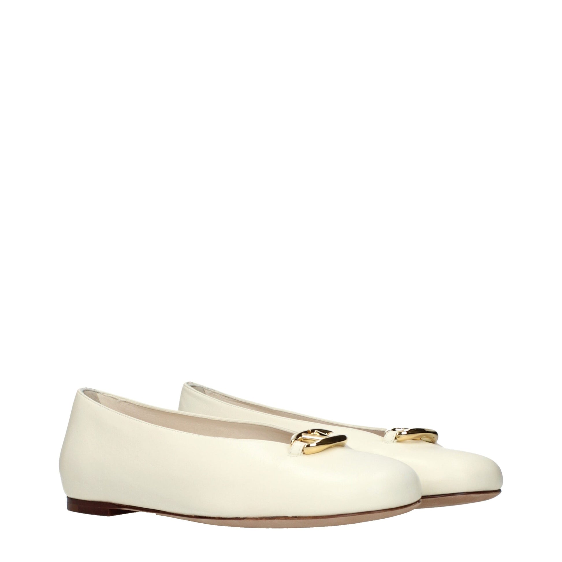 Valentino Garavani Beige Leather Ballet Flats | Regal Royce