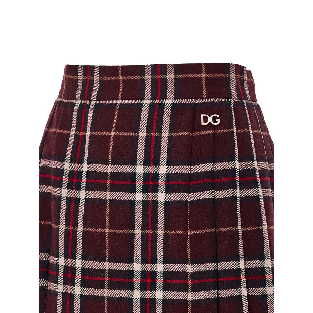 Dolce & Gabbana Bordeaux Wool Mini Skirt | Regal Royce