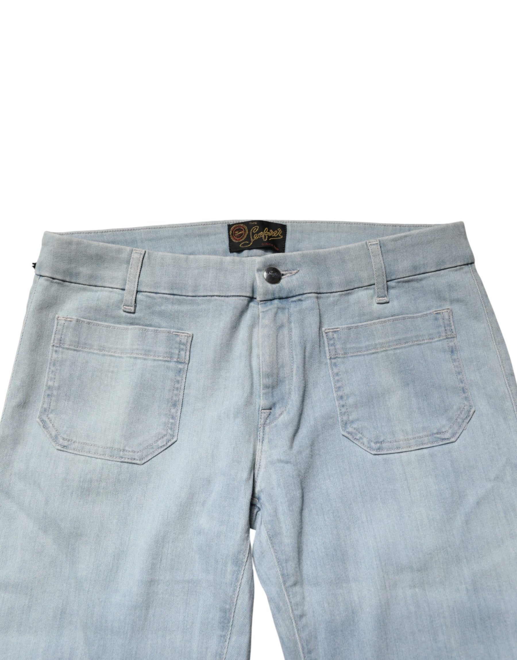 Seafarer Light Blue Boot Cut Mid Waist Denim Casual Jeans | Regal Royce