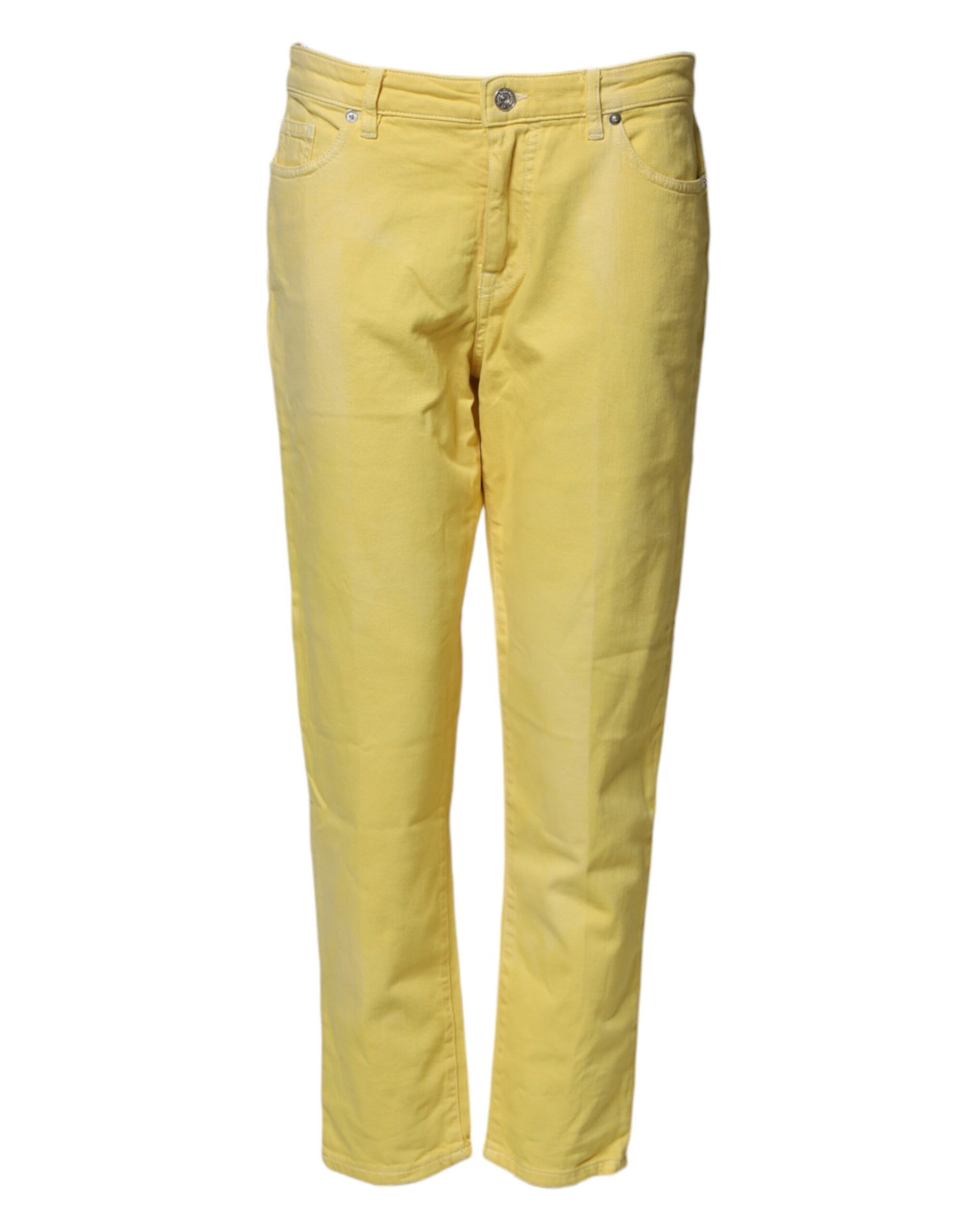 Nine In The Morning Yellow Tapered Mid Waist Denim Trouser Jeans | Regal Royce