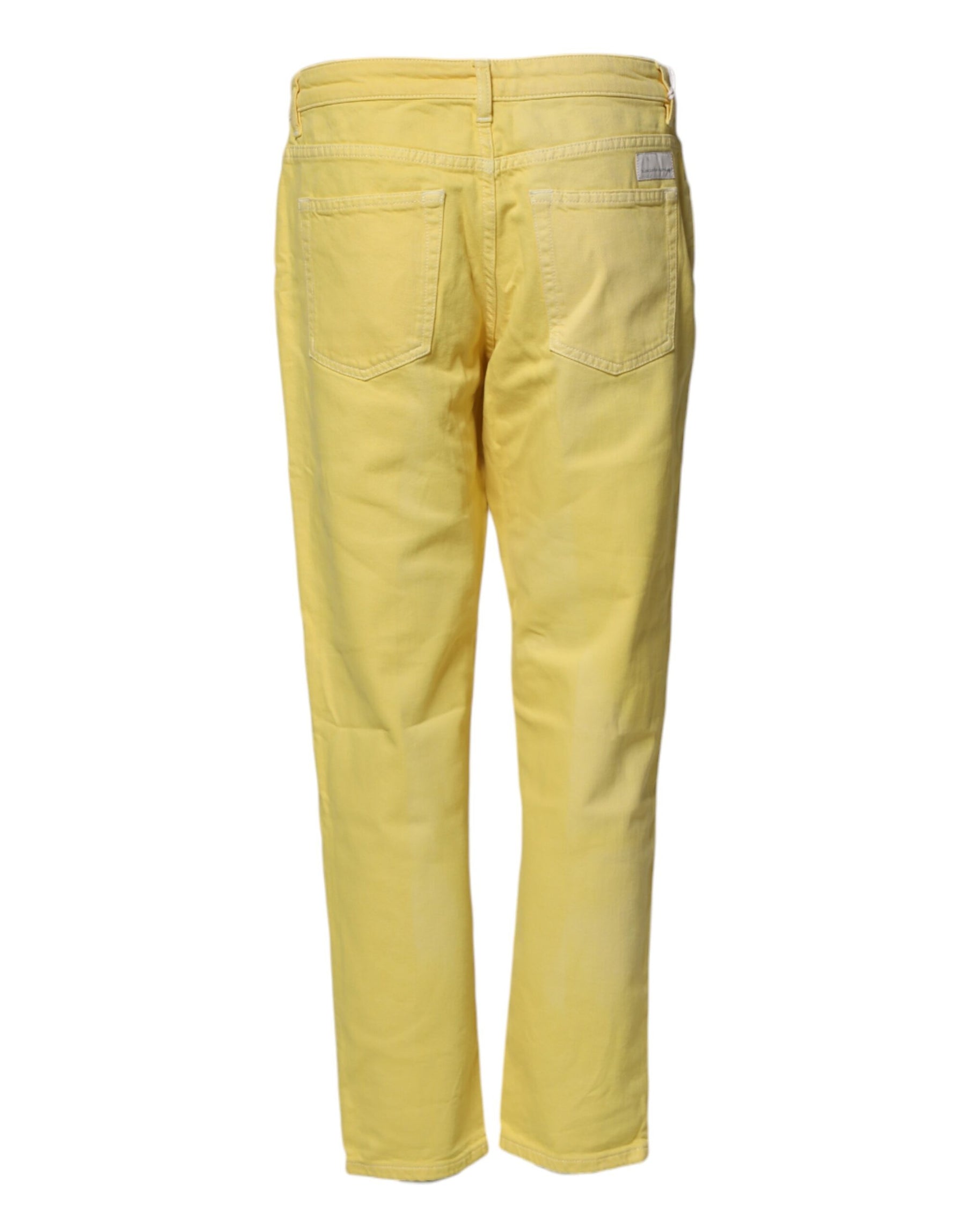 Nine In The Morning Yellow Tapered Mid Waist Denim Trouser Jeans | Regal Royce
