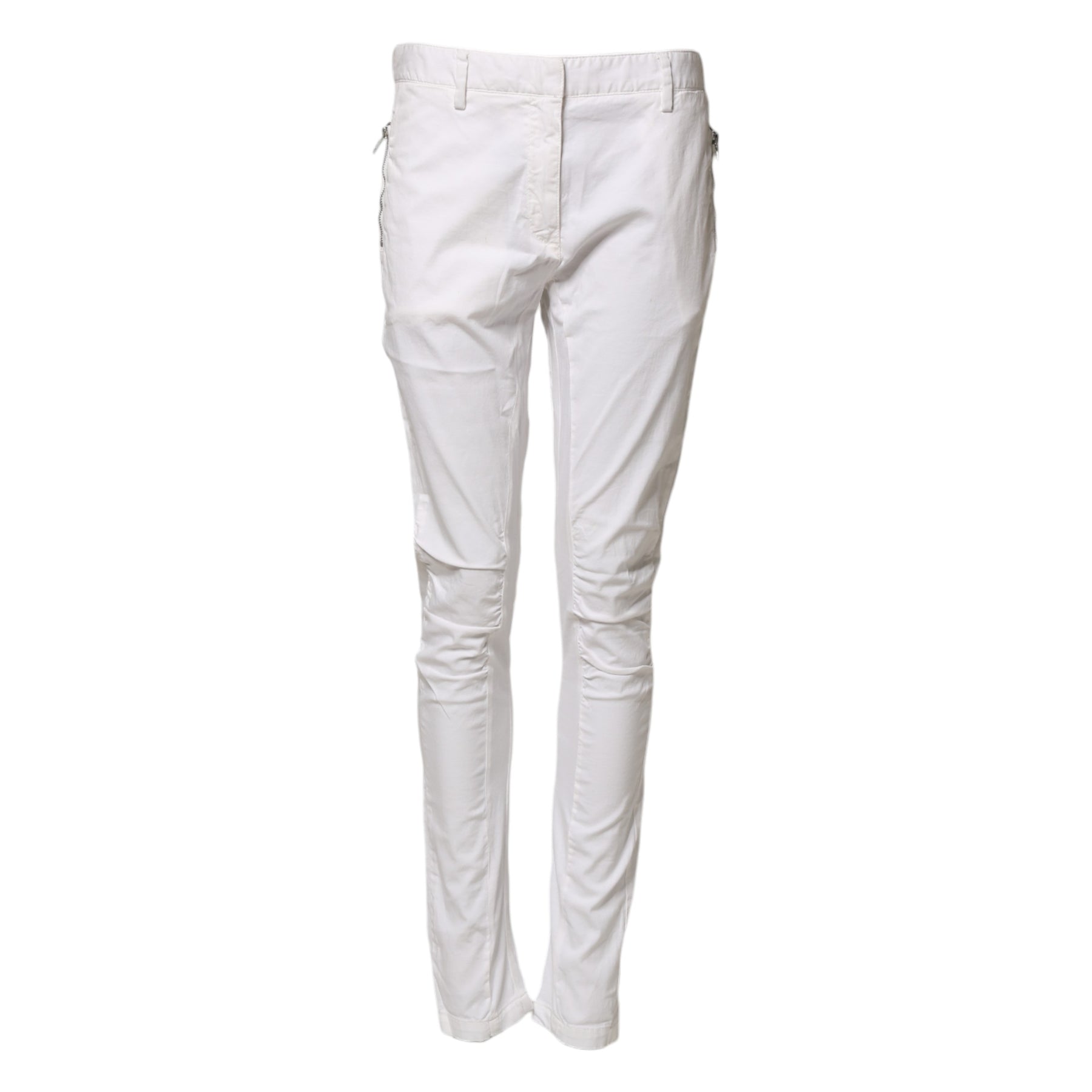 Gaudi White Mid Waist Skinny Chino Cotton Trouser Pants | Regal Royce