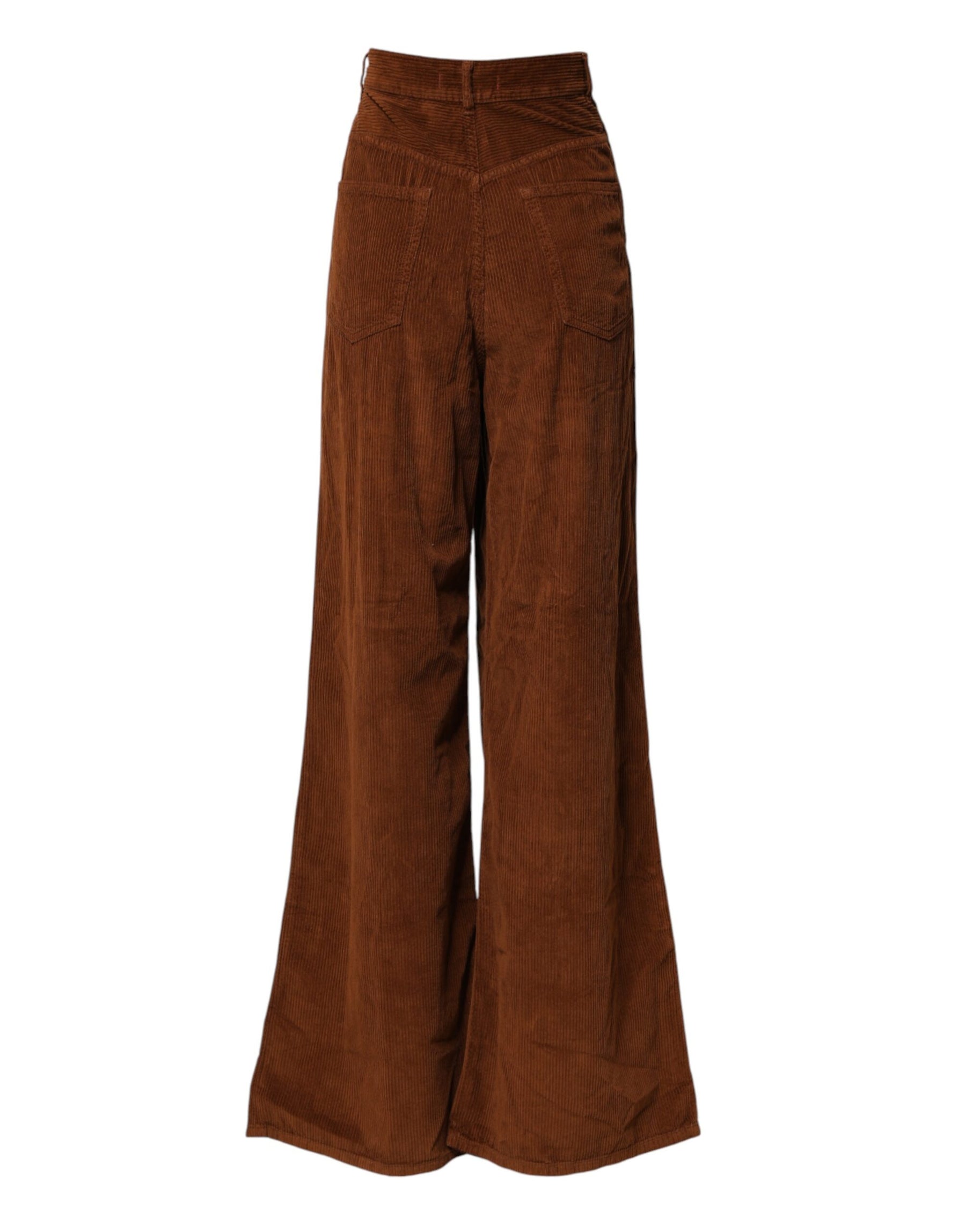 Jucca Brown Wide Leg High Waist Corduroy Denim Trouser Jeans | Regal Royce