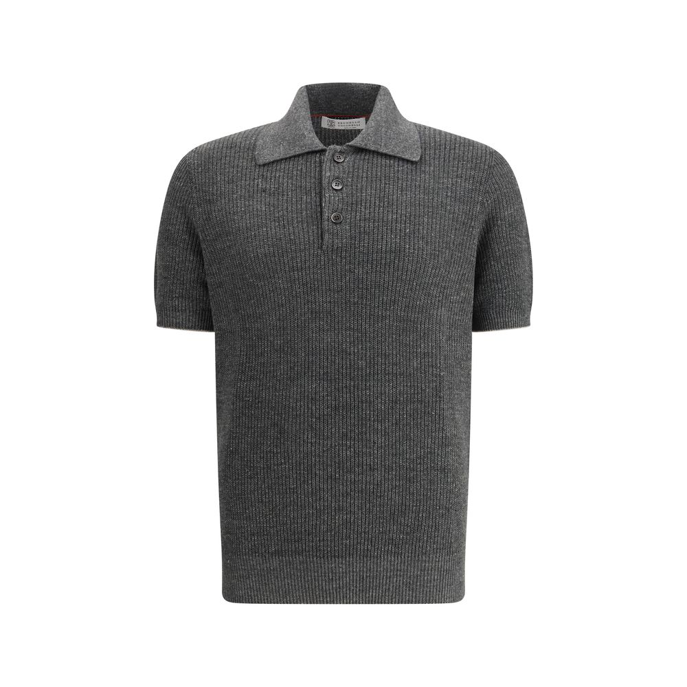 Brunello Cucinelli Gray Cotton Polo Shirt | Regal Royce