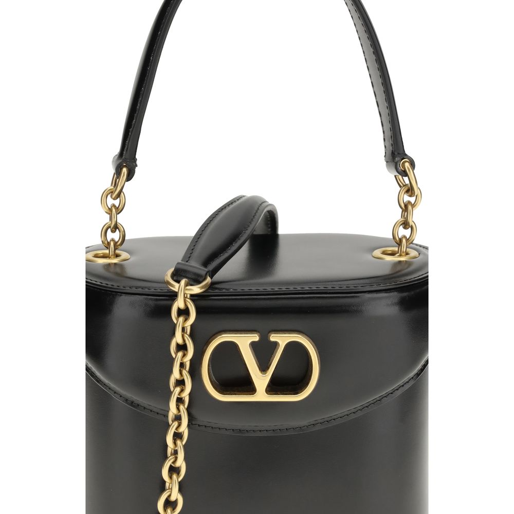 Valentino Garavani Black Calf Leather Bos Taurus Shoulder Bag | Regal Royce