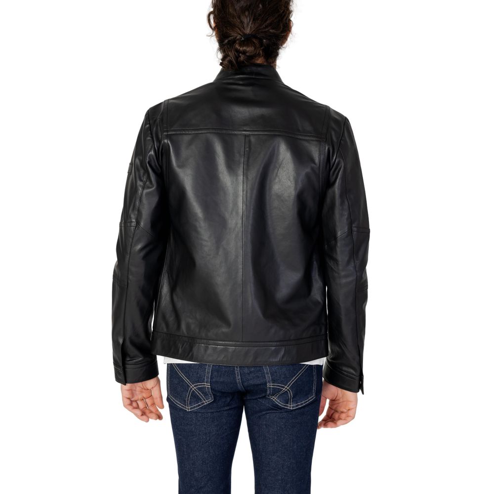 Peuterey Black Leather Jacket | Regal Royce