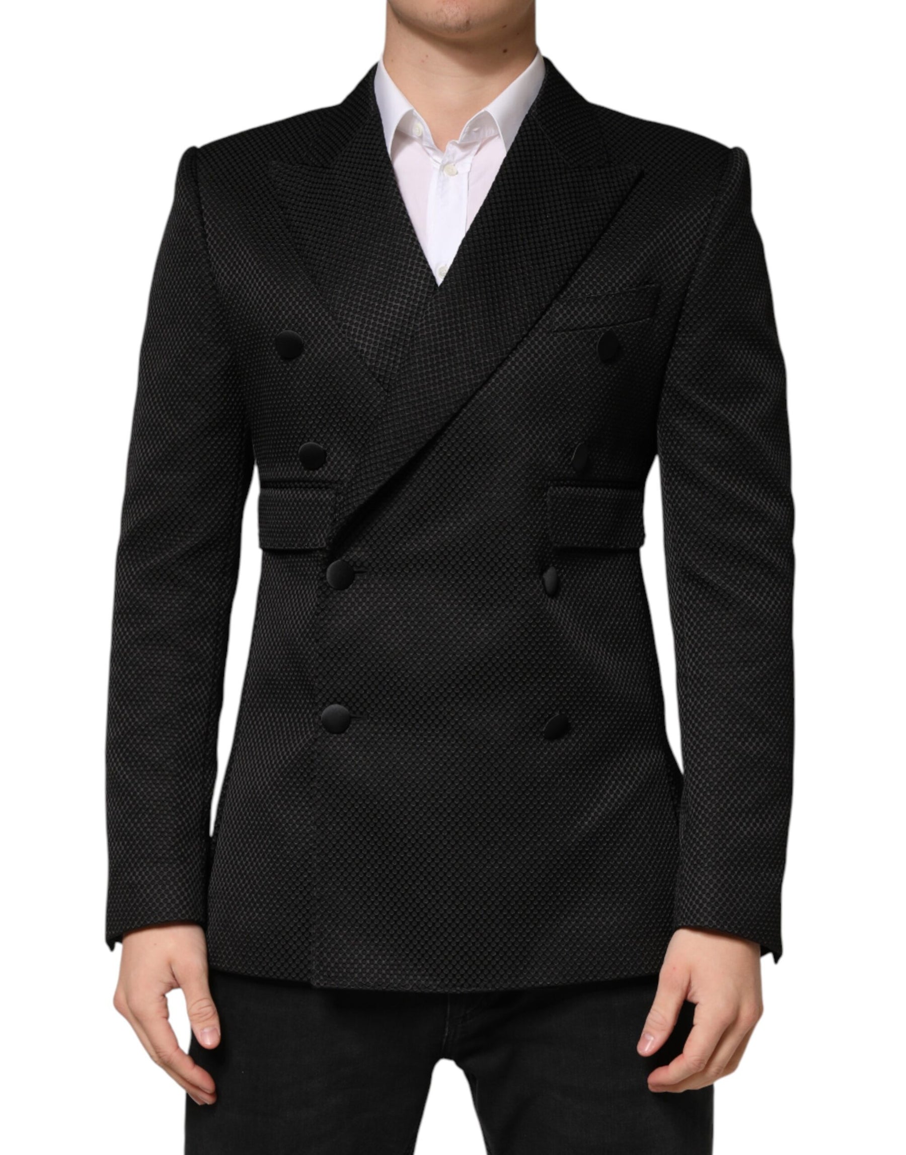 Dolce & Gabbana Black Cotton Double Breasted 2 Button Blazer | Regal Royce