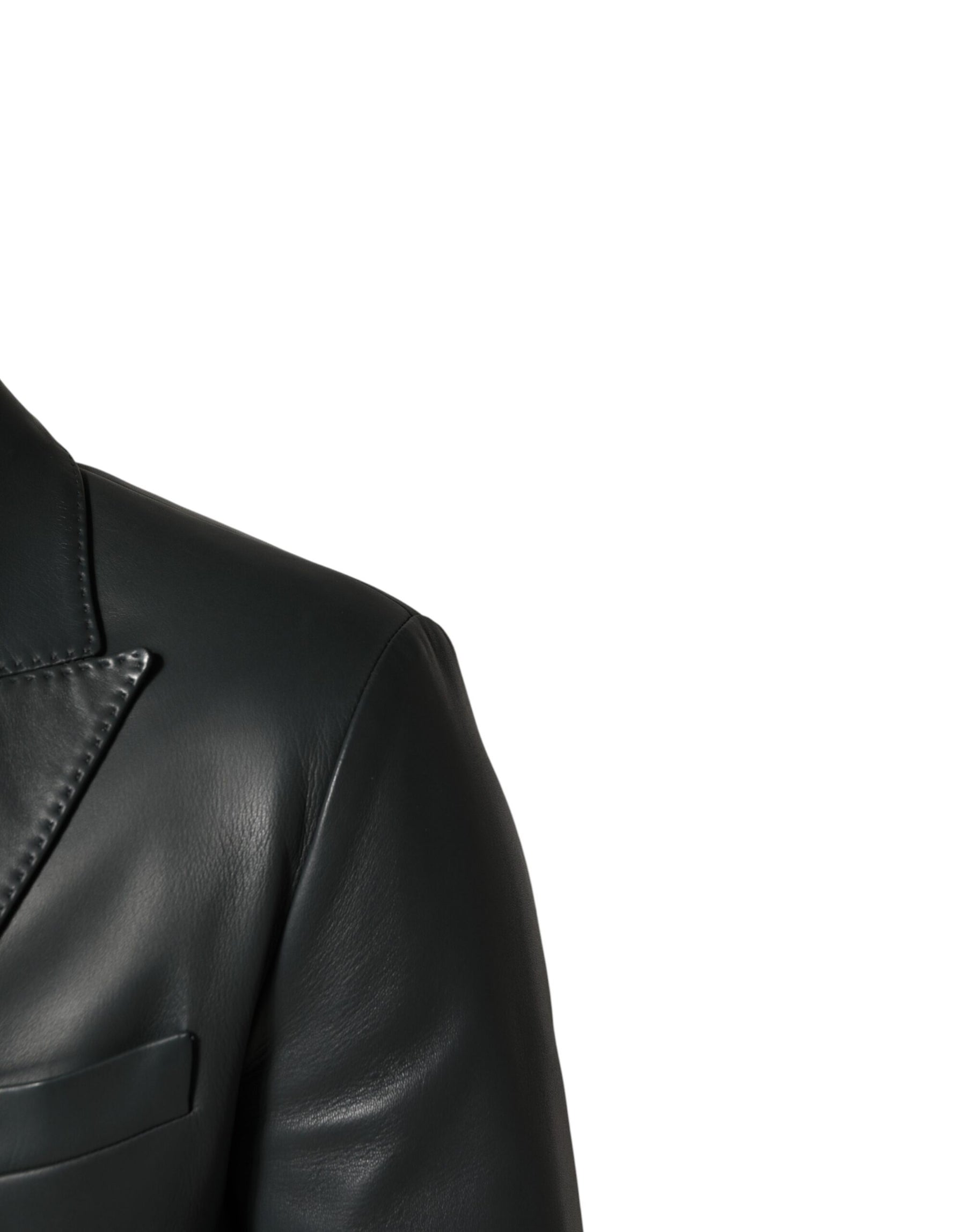Dolce & Gabbana Black Leather Double Breasted 2Button Blazer | Regal Royce
