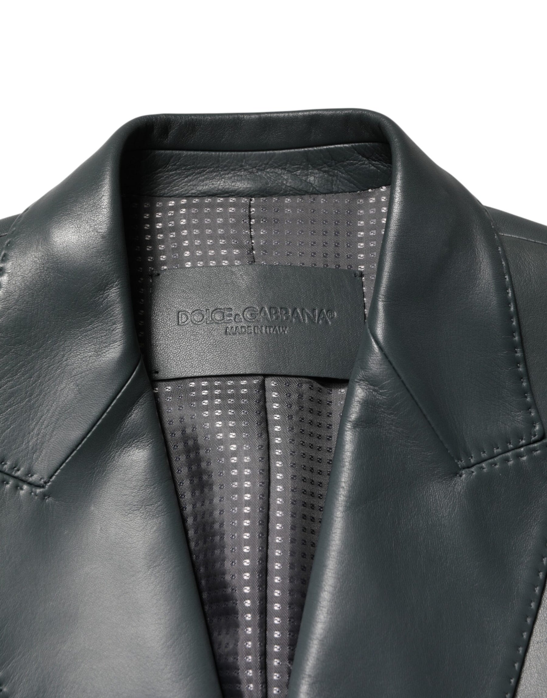 Dolce & Gabbana Black Leather Double Breasted 2Button Blazer | Regal Royce