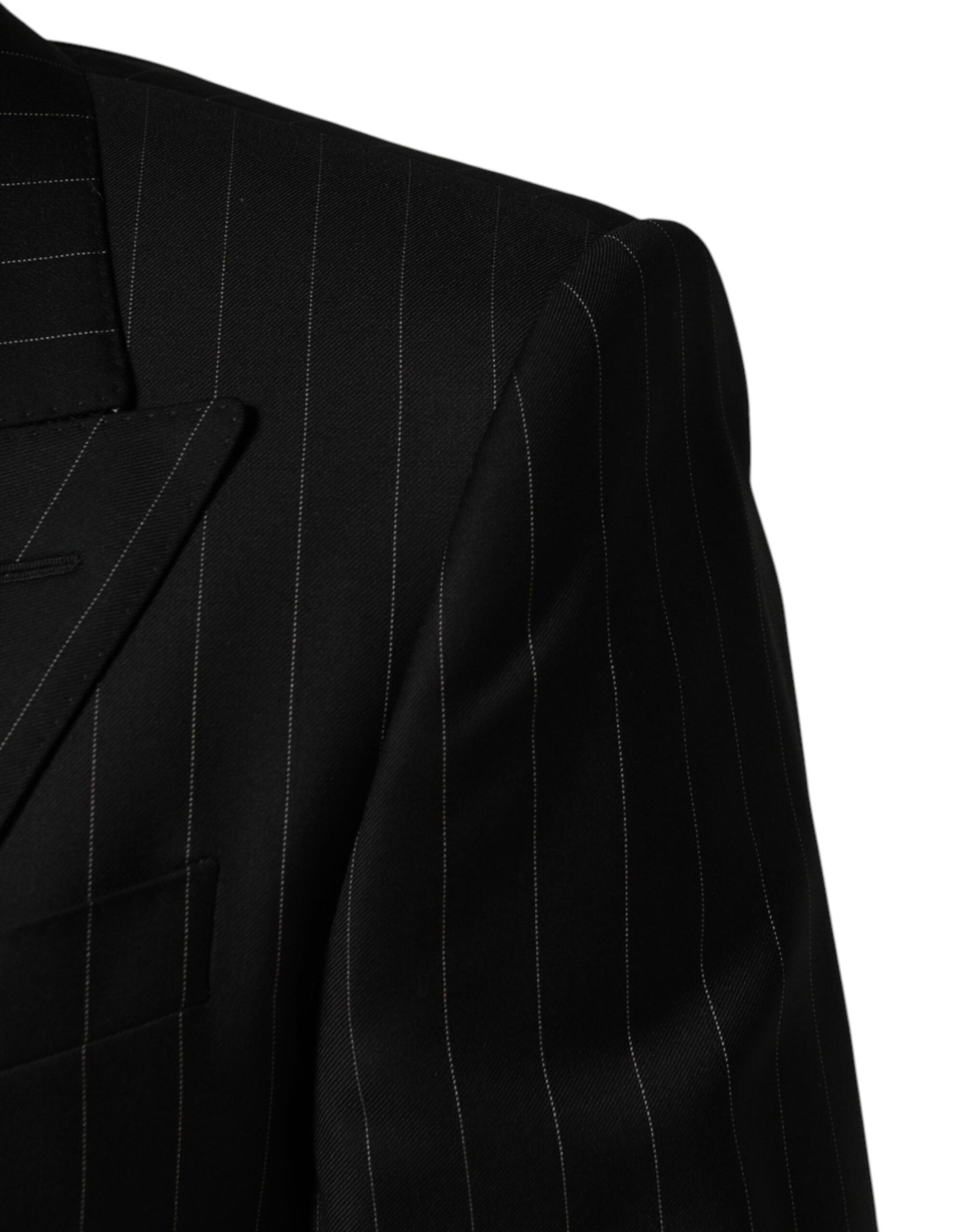 Dolce & Gabbana Black Stripes Double Breasted 2Button Blazer | Regal Royce
