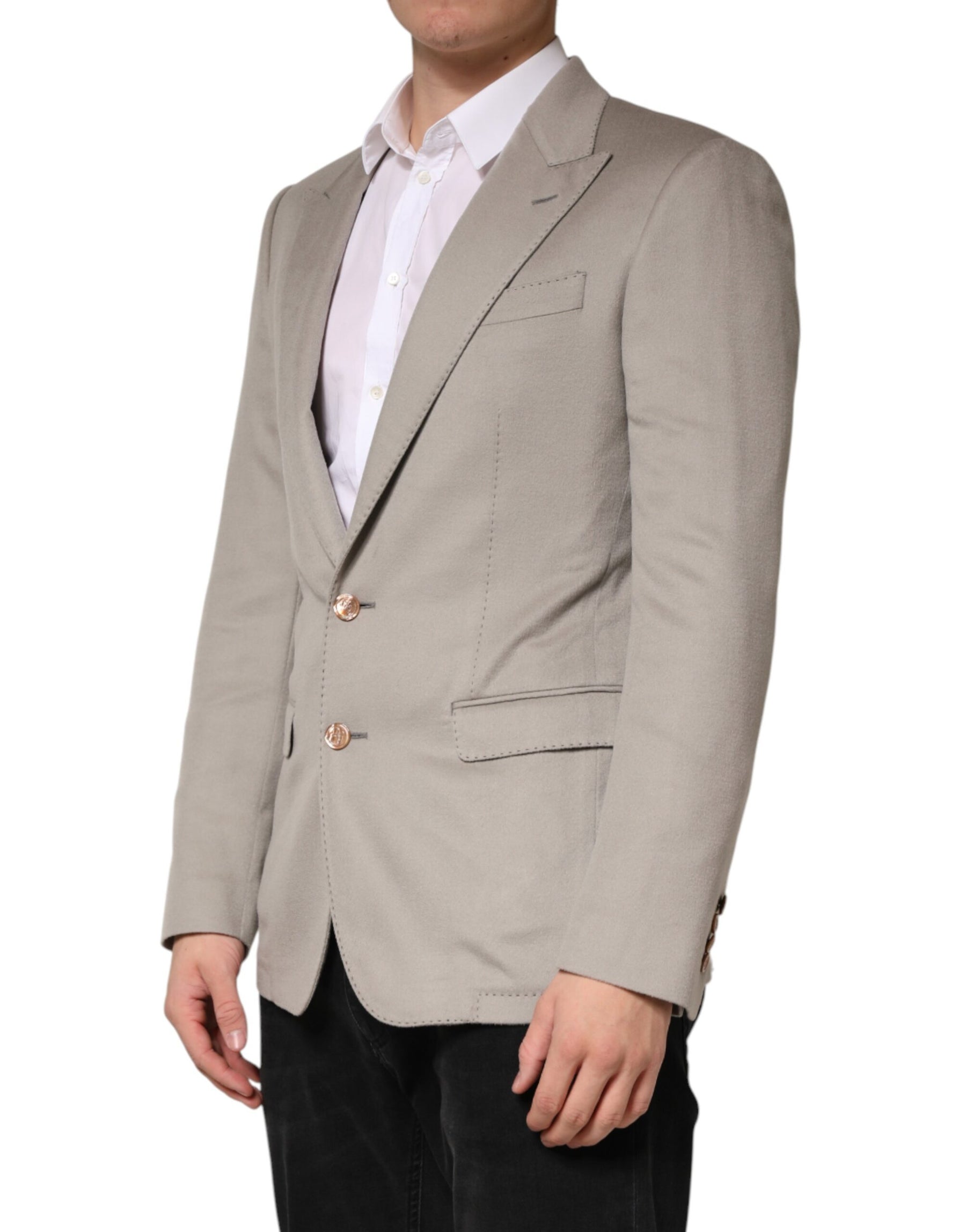 Dolce & Gabbana Gray Cashmere Single Breasted Jacket Blazer | Regal Royce