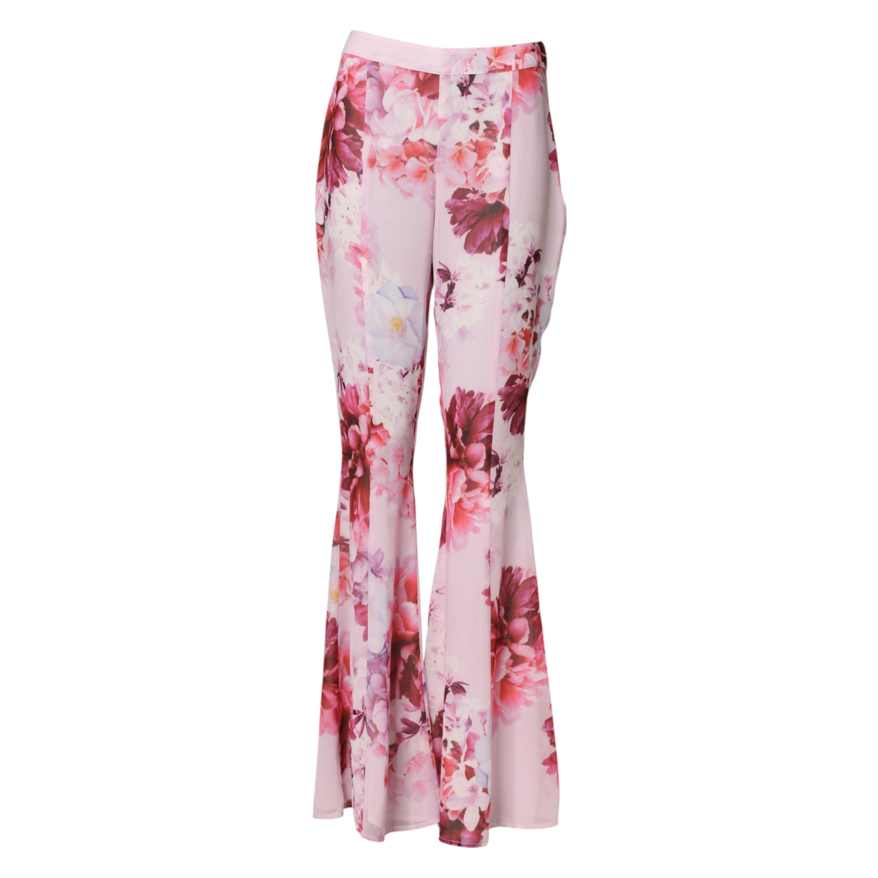 Guess By Marciano Pink Floral Flared High Waist Trouser Pants | Regal Royce