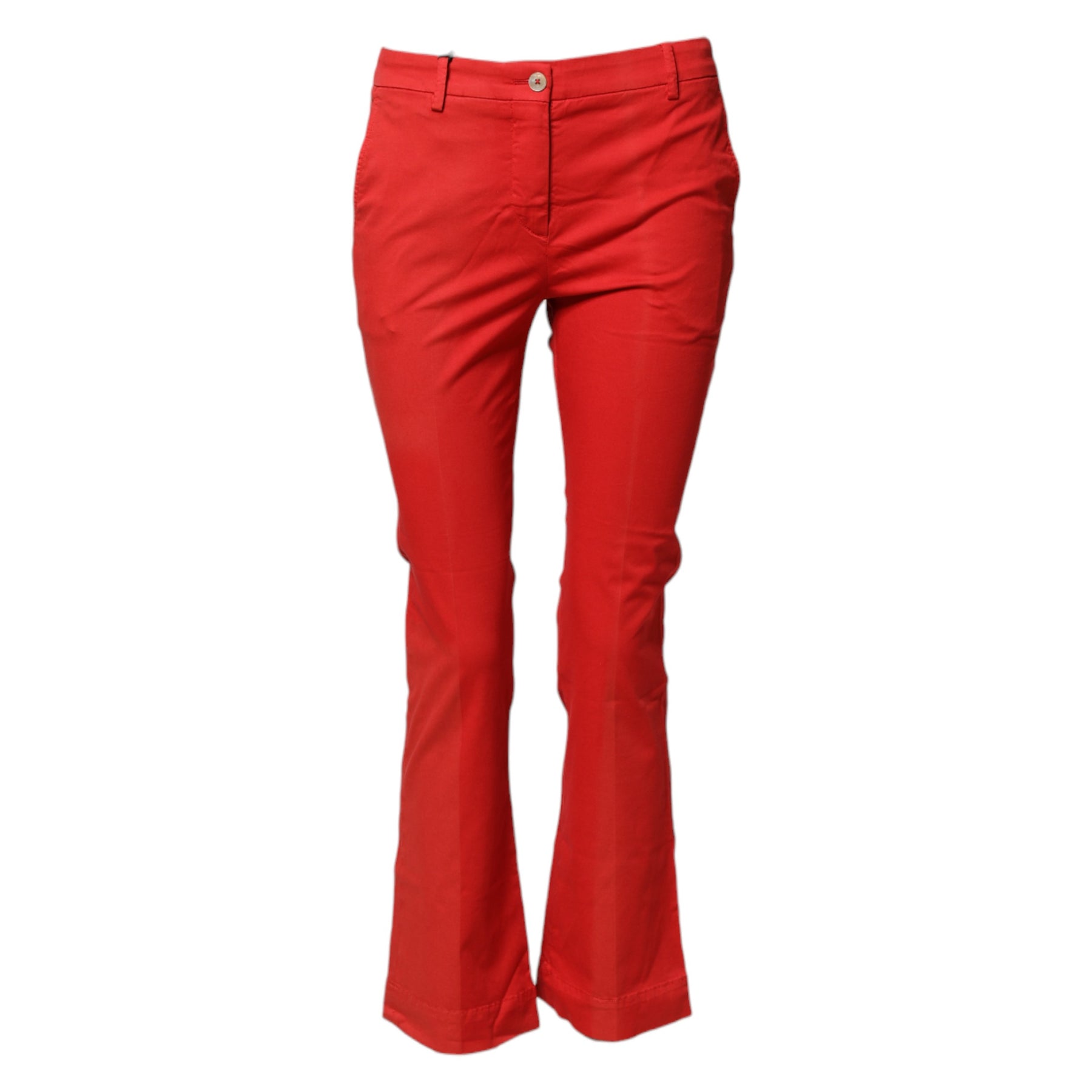 PT Torino Red Flared Mid Waist Chino Casual Trouser Pants | Regal Royce