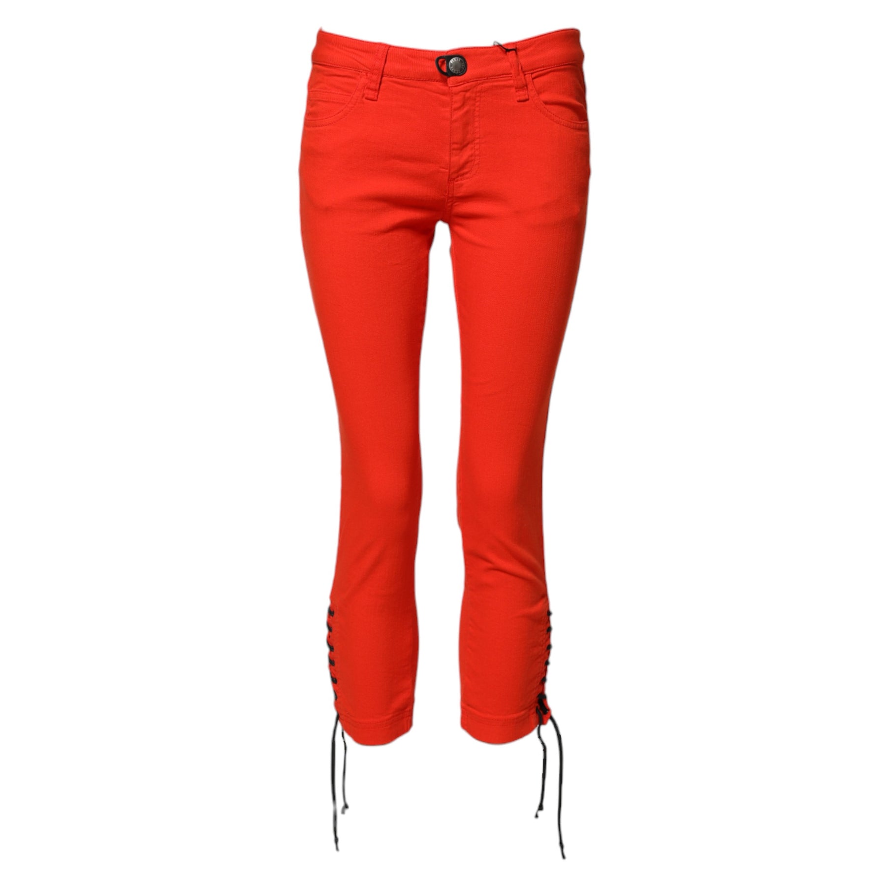 PLEIN SUD Red Mid Waist Skinny Cropped Trouser Jeans | Regal Royce
