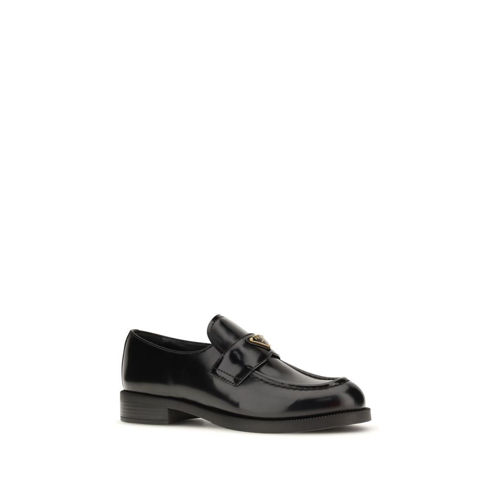 Prada Black Calf Leather Bos Taurus Slip-On Loafers | Regal Royce