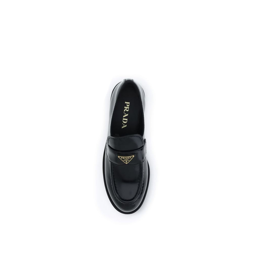 Prada Black Calf Leather Bos Taurus Slip-On Loafers | Regal Royce