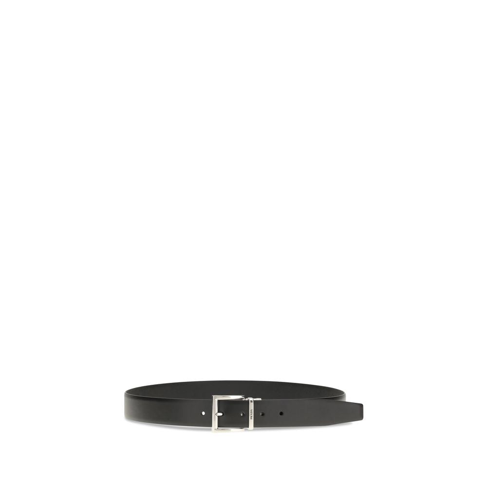 Prada Black Calf Leather Bos Taurus Regular Belt | Regal Royce