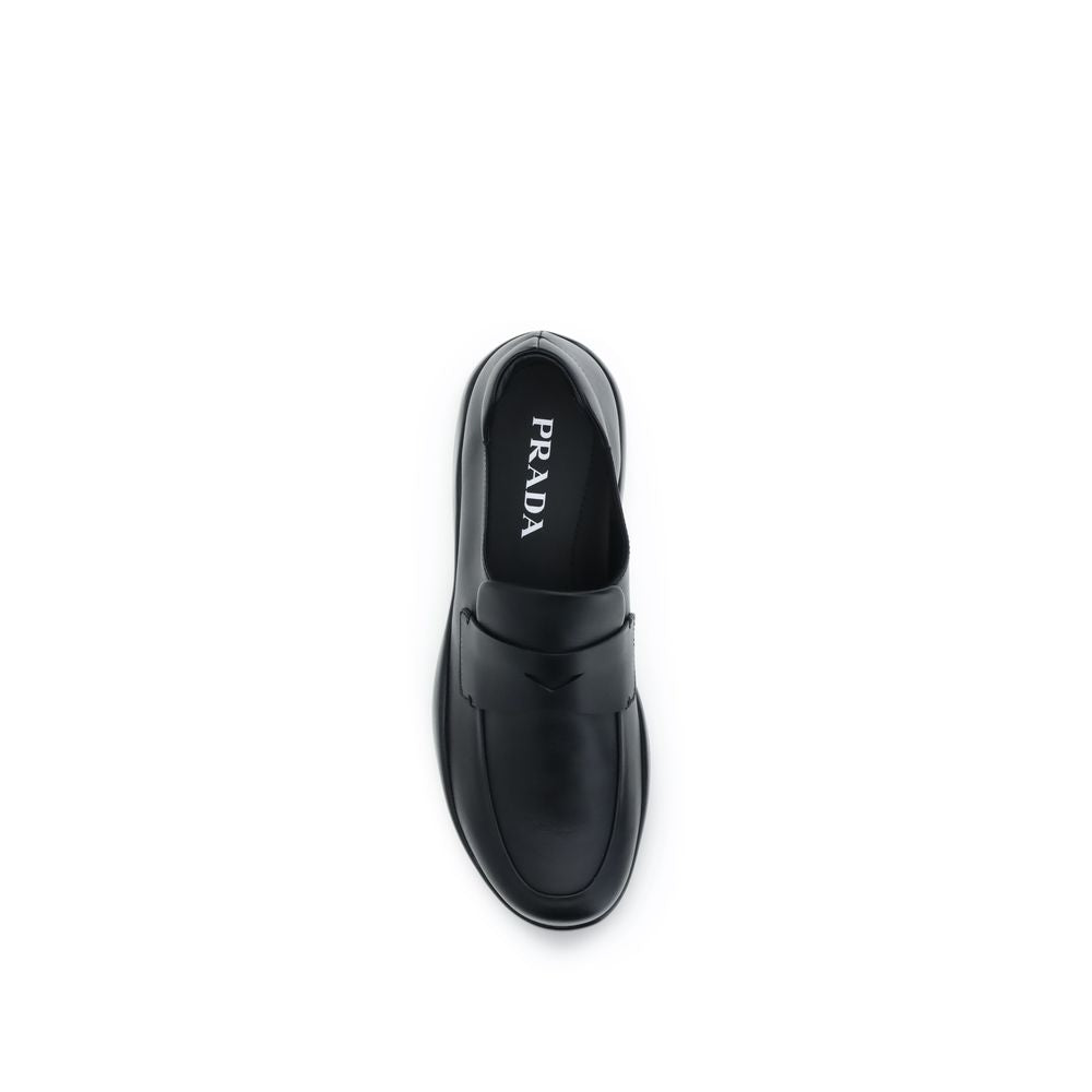 Prada Black Calf Leather Bos Taurus Slip-On Loafers | Regal Royce