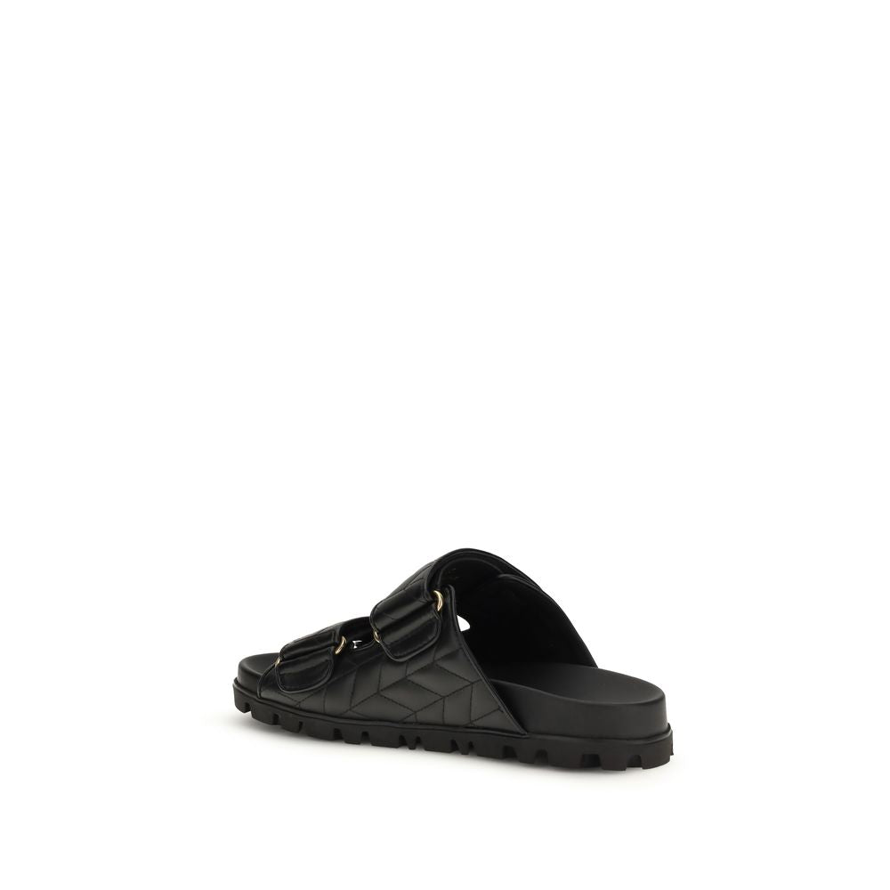 Miu Miu Black Napa Leather / Calf Bos Taurus Slippers | Regal Royce