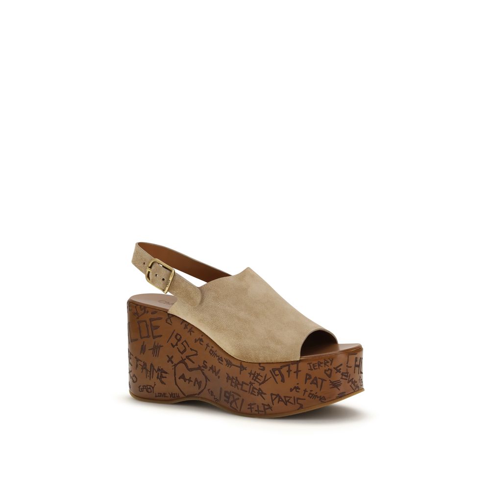 Chloé Beige Lamb Ovis Aries Aries Platform Sandals | Regal Royce