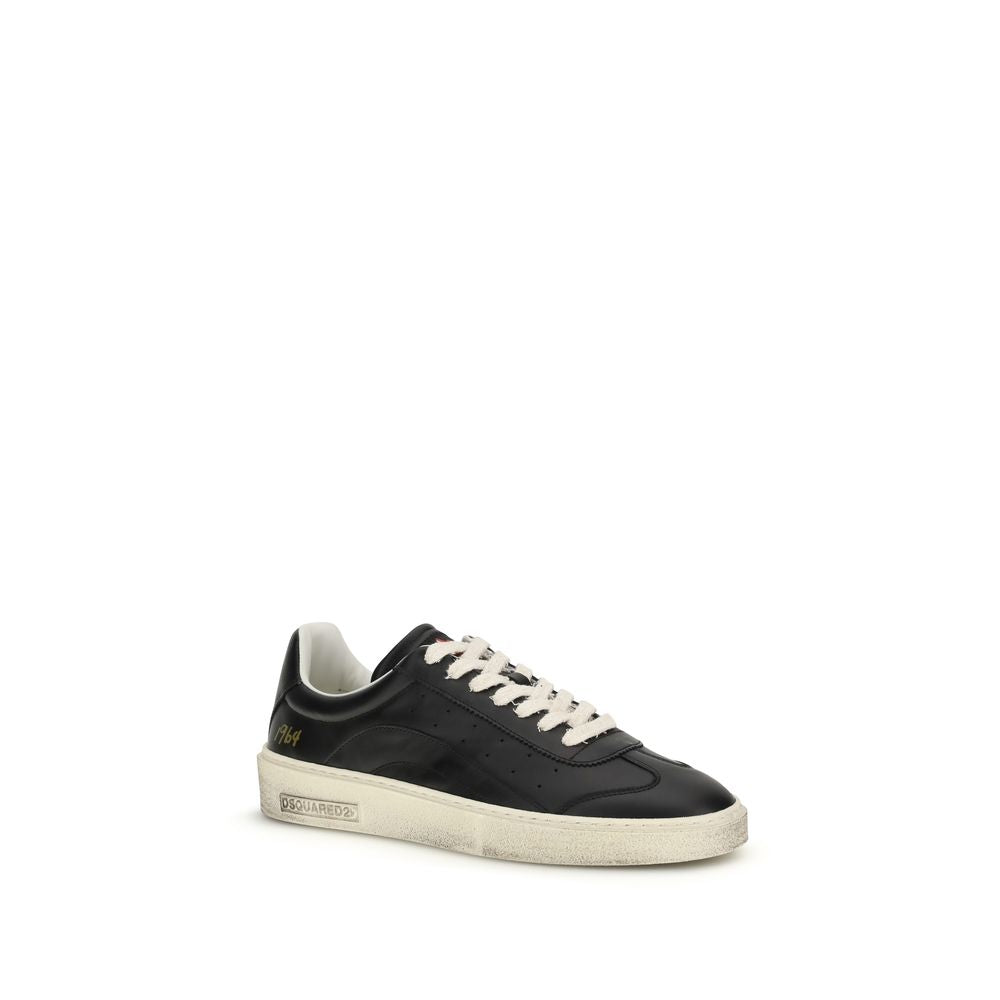 Dsquared² Black Calf Leather Bos Taurus Low Top Sneakers | Regal Royce