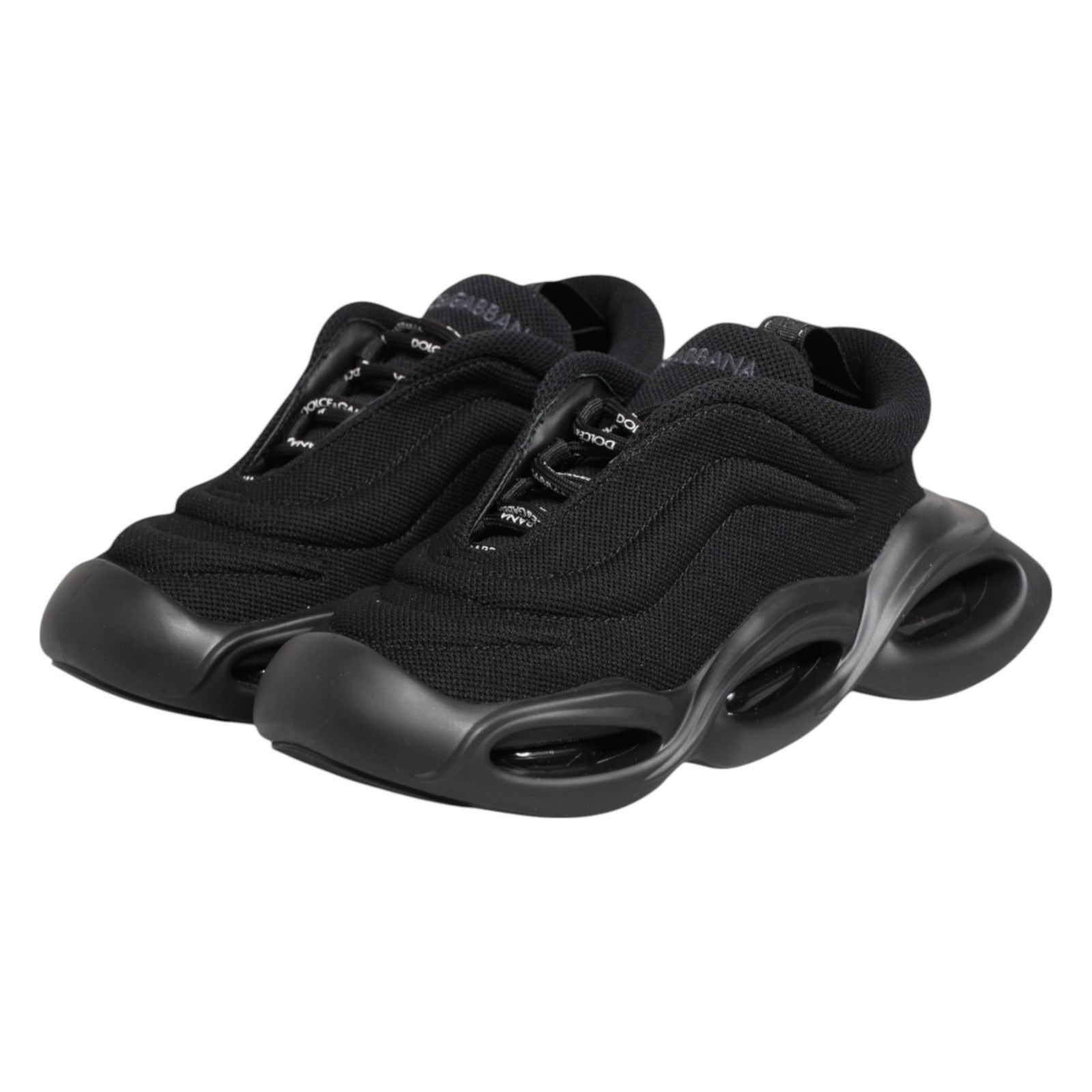 Dolce & Gabbana Black Slip On Low Top Wave Sneakers Shoes | Regal Royce
