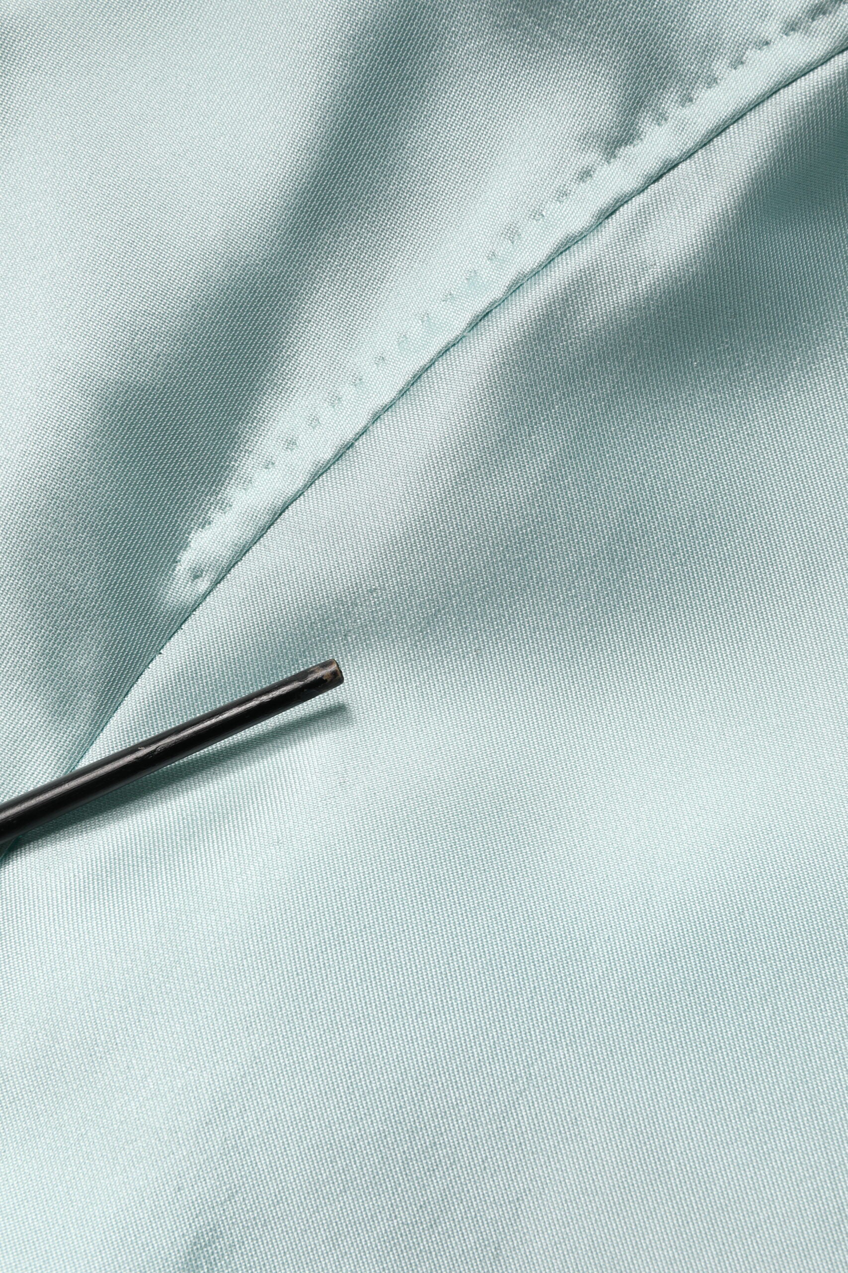 Dolce & Gabbana Teal Satin Collared Long Trench Coat Jacket | Regal Royce