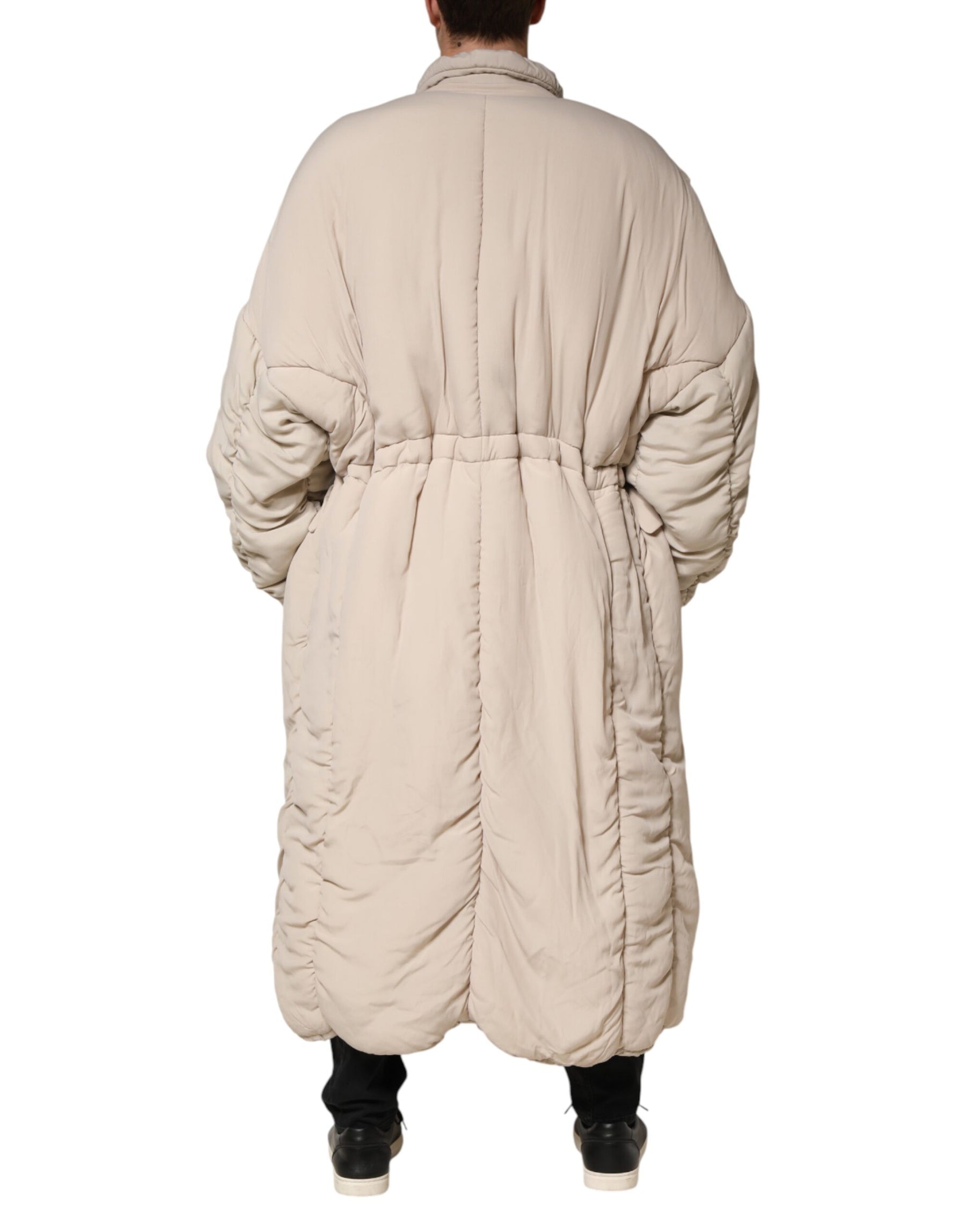 Dolce & Gabbana Beige Padded Collared Long Trench Coat Jacket | Regal Royce