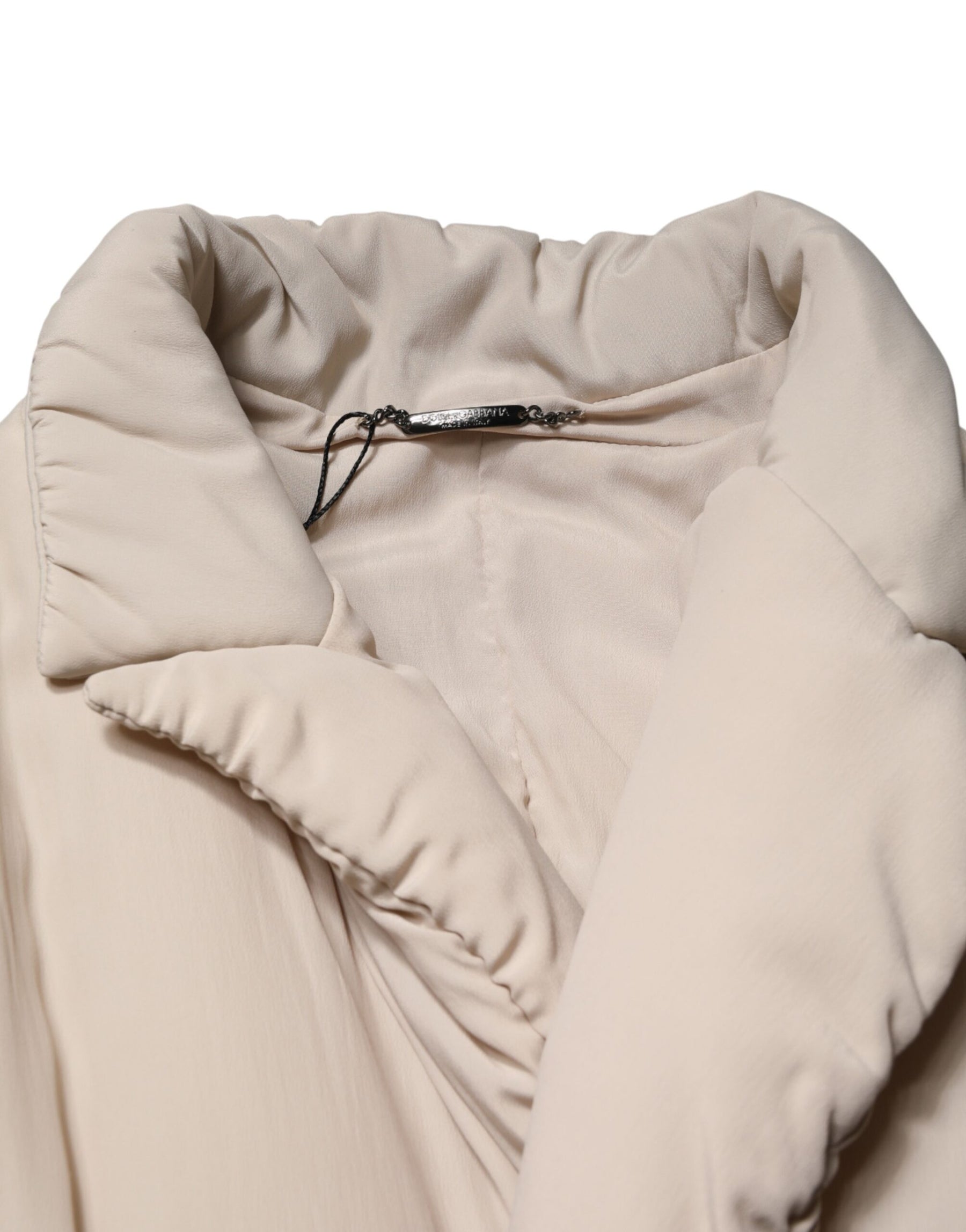 Dolce & Gabbana Beige Padded Collared Long Trench Coat Jacket | Regal Royce
